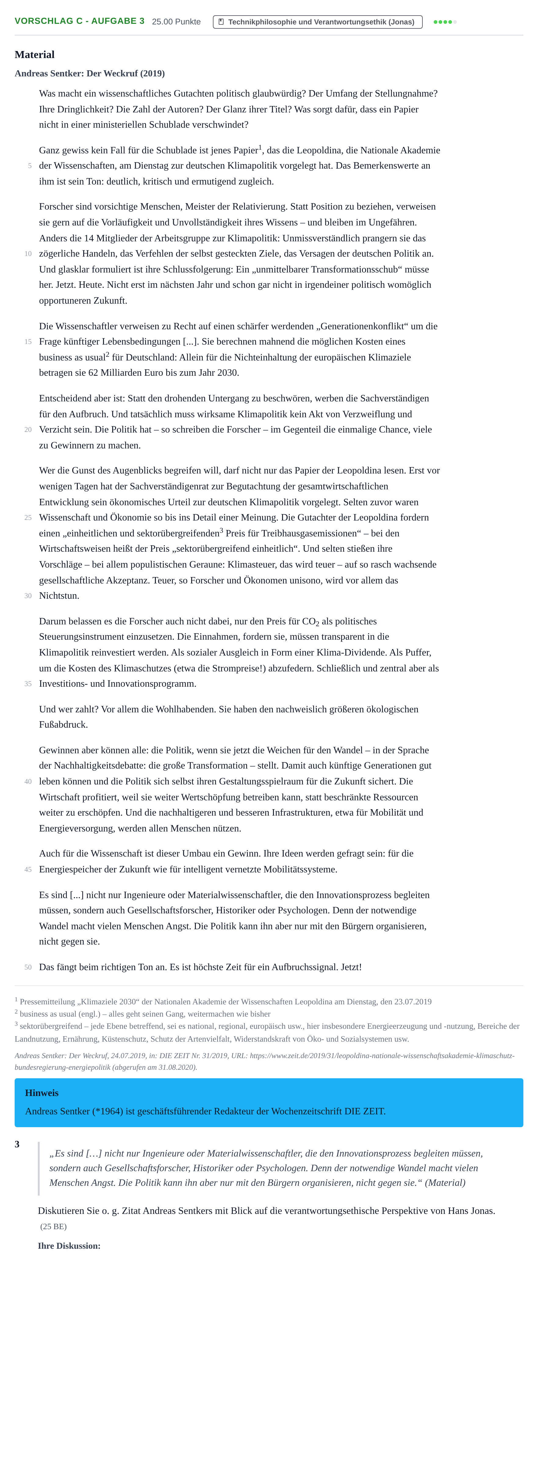 Aufgabenstellung: Aufgabe Vorschlag C - Aufgabe 3 · Abitur Hessen Philosophie GK 2021