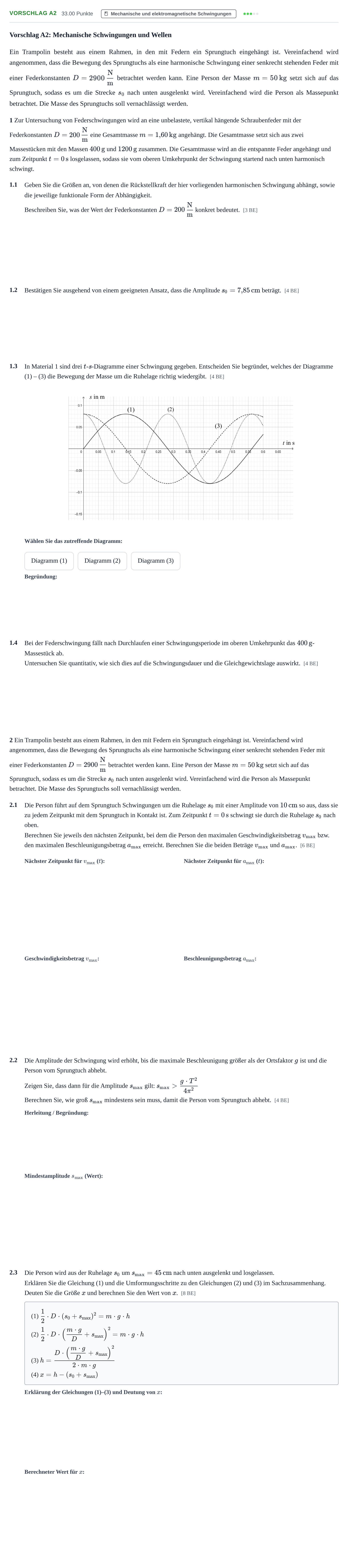 Aufgabenstellung: Aufgabe Vorschlag A2 · Abitur Hessen Physik GK 2021