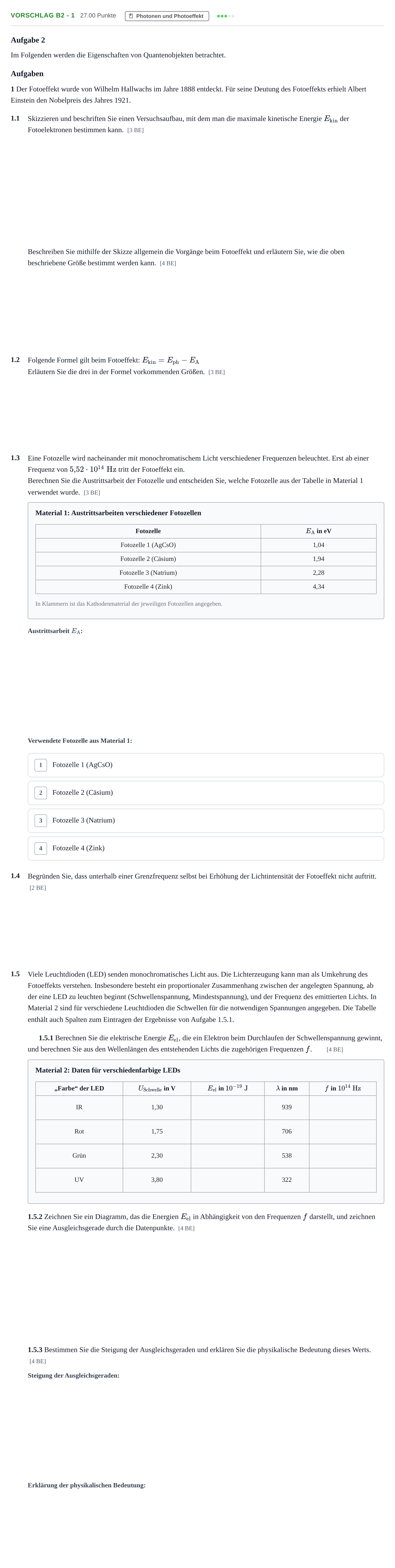 Aufgabenstellung: Aufgabe Vorschlag B2 - 1 · Abitur Hessen Physik GK 2021