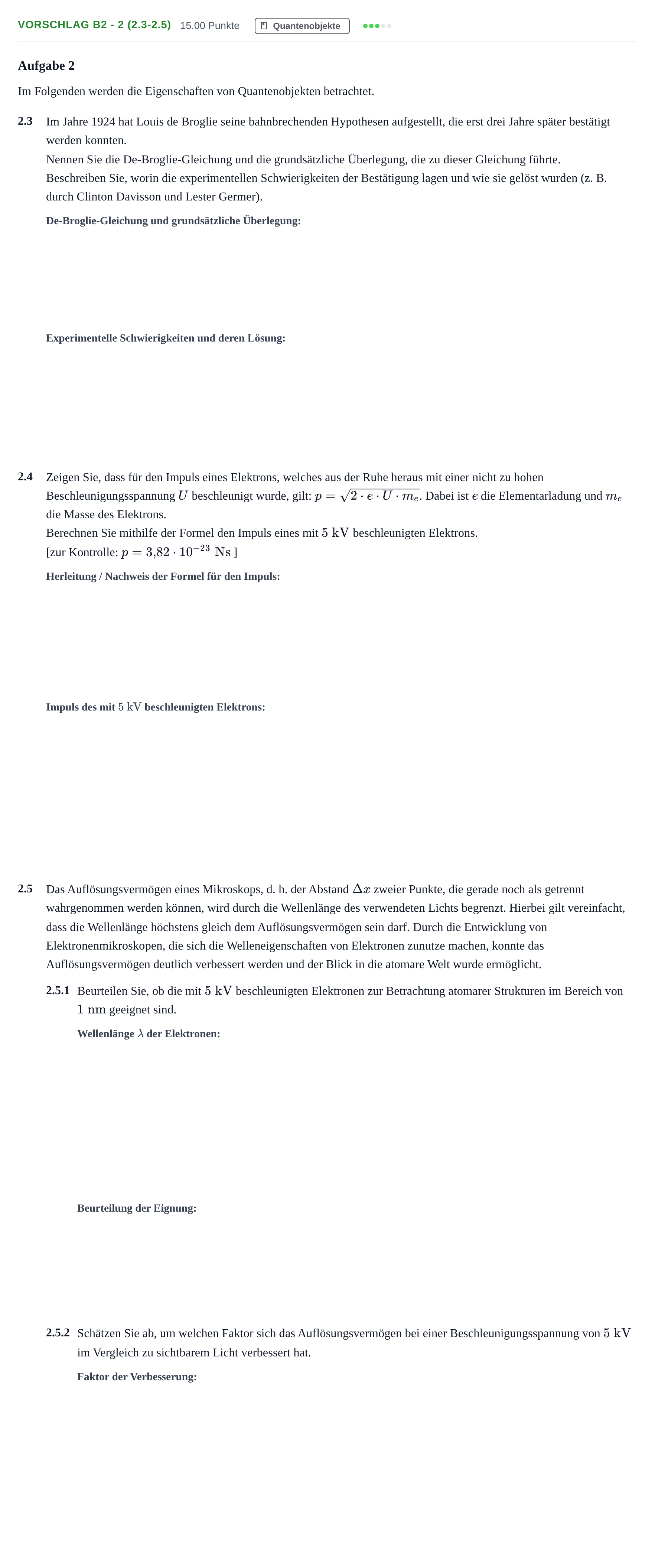 Aufgabenstellung: Aufgabe Vorschlag B2 - 2 (2.3-2.5) · Abitur Hessen Physik GK 2021