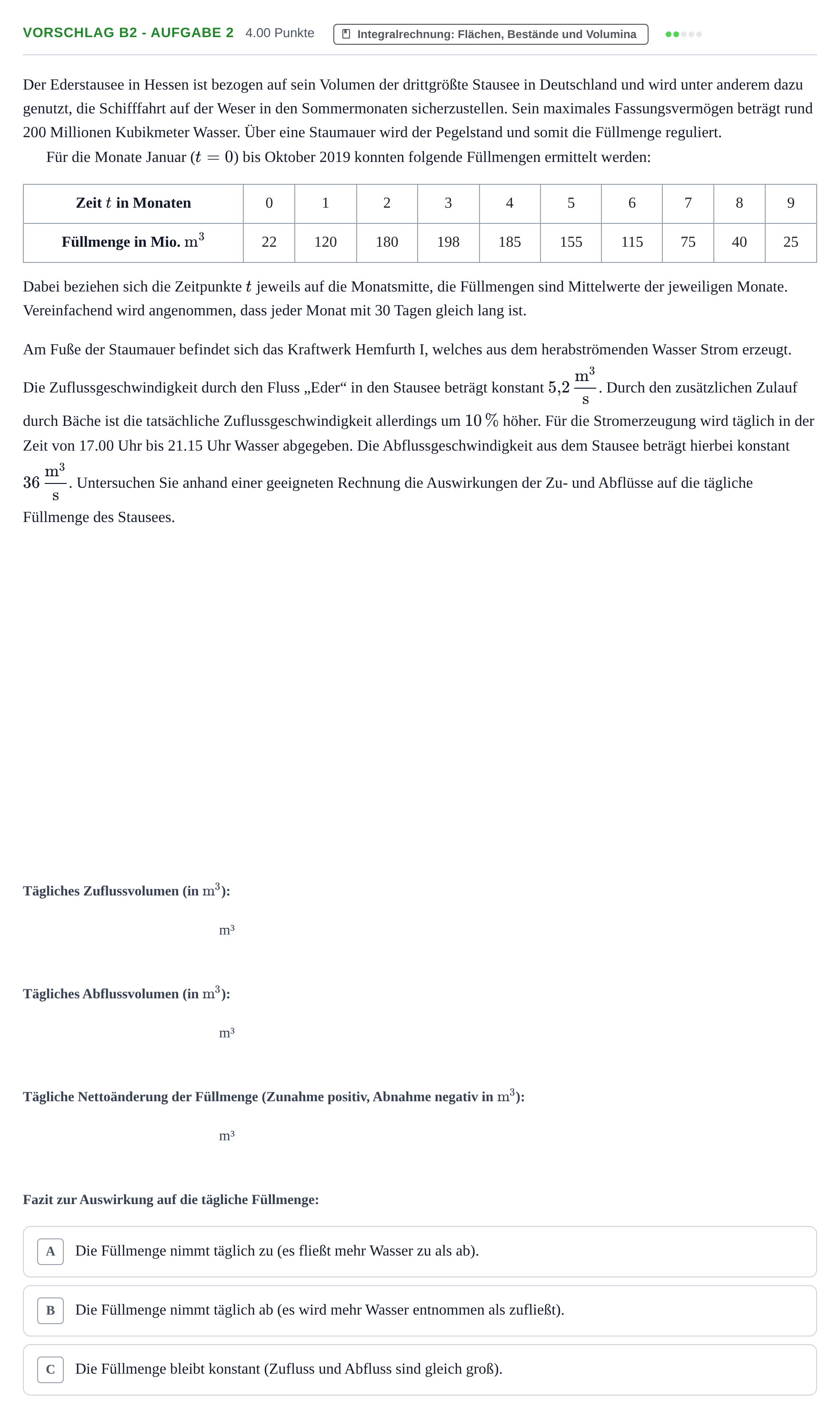 Aufgabenstellung: Aufgabe Vorschlag B2 - Aufgabe 2 · Abitur Hessen Mathematik GK · CAS 2021