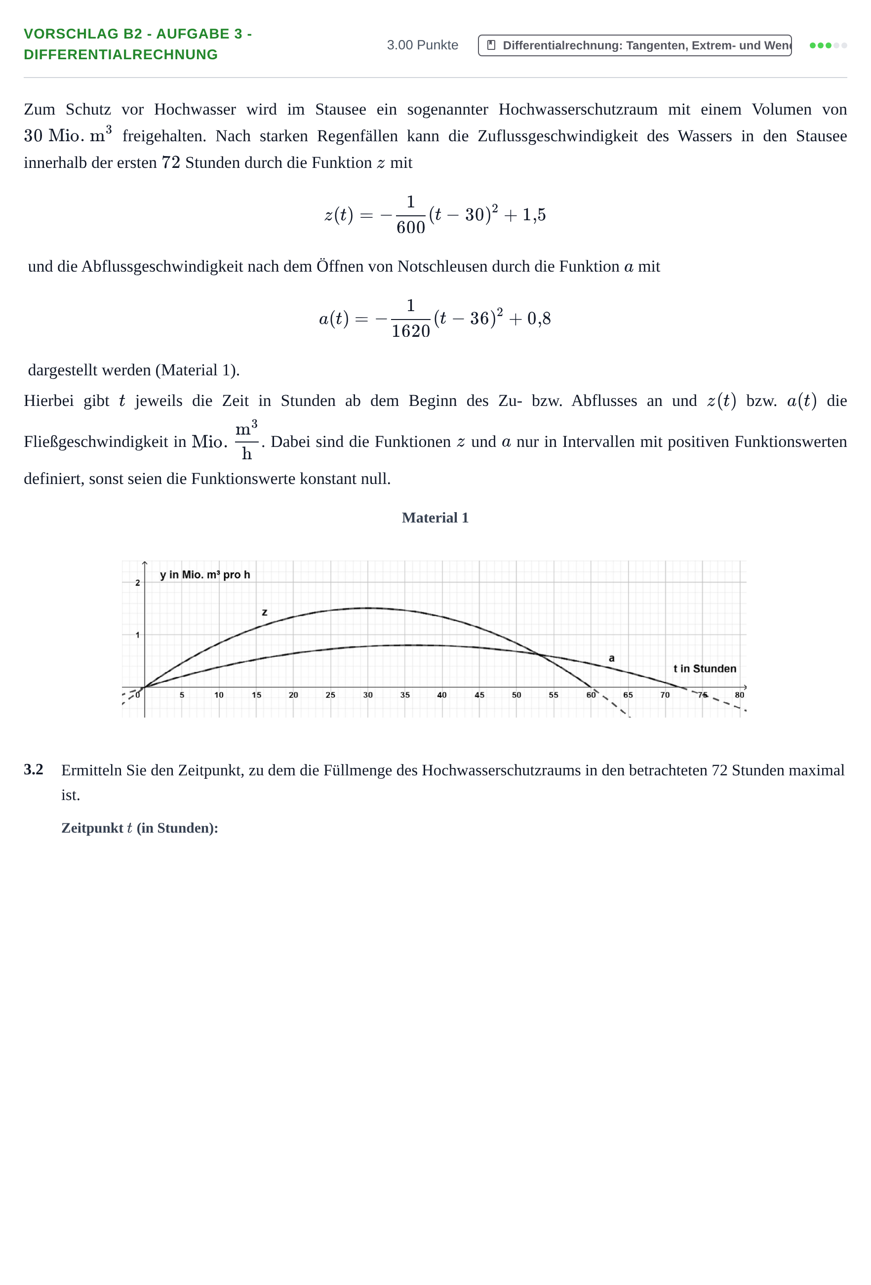 Aufgabenstellung: Aufgabe Vorschlag B2 - Aufgabe 3 - Differentialrechnung · Abitur Hessen Mathematik GK · CAS 2021