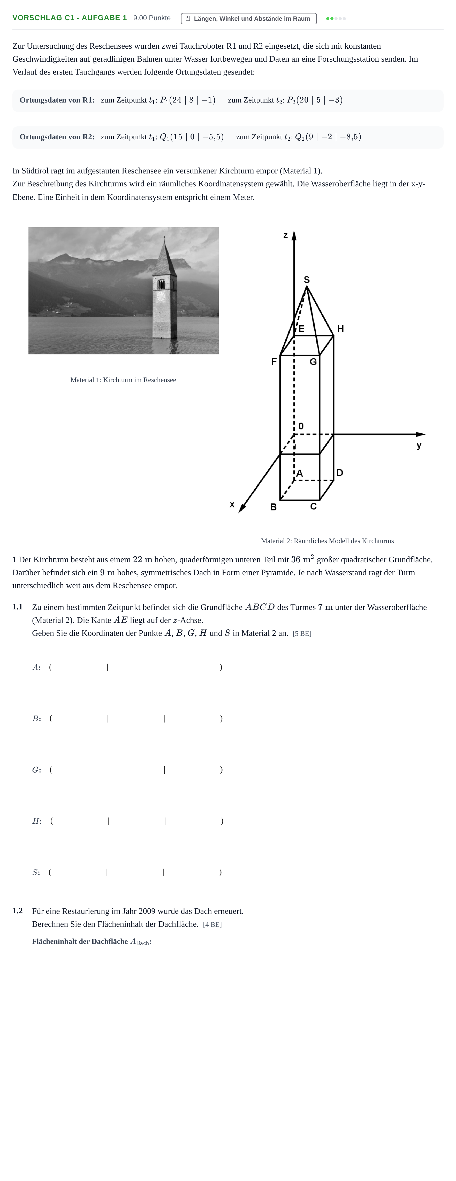 Aufgabenstellung: Aufgabe Vorschlag C1 - Aufgabe 1 · Abitur Hessen Mathematik GK · CAS 2021
