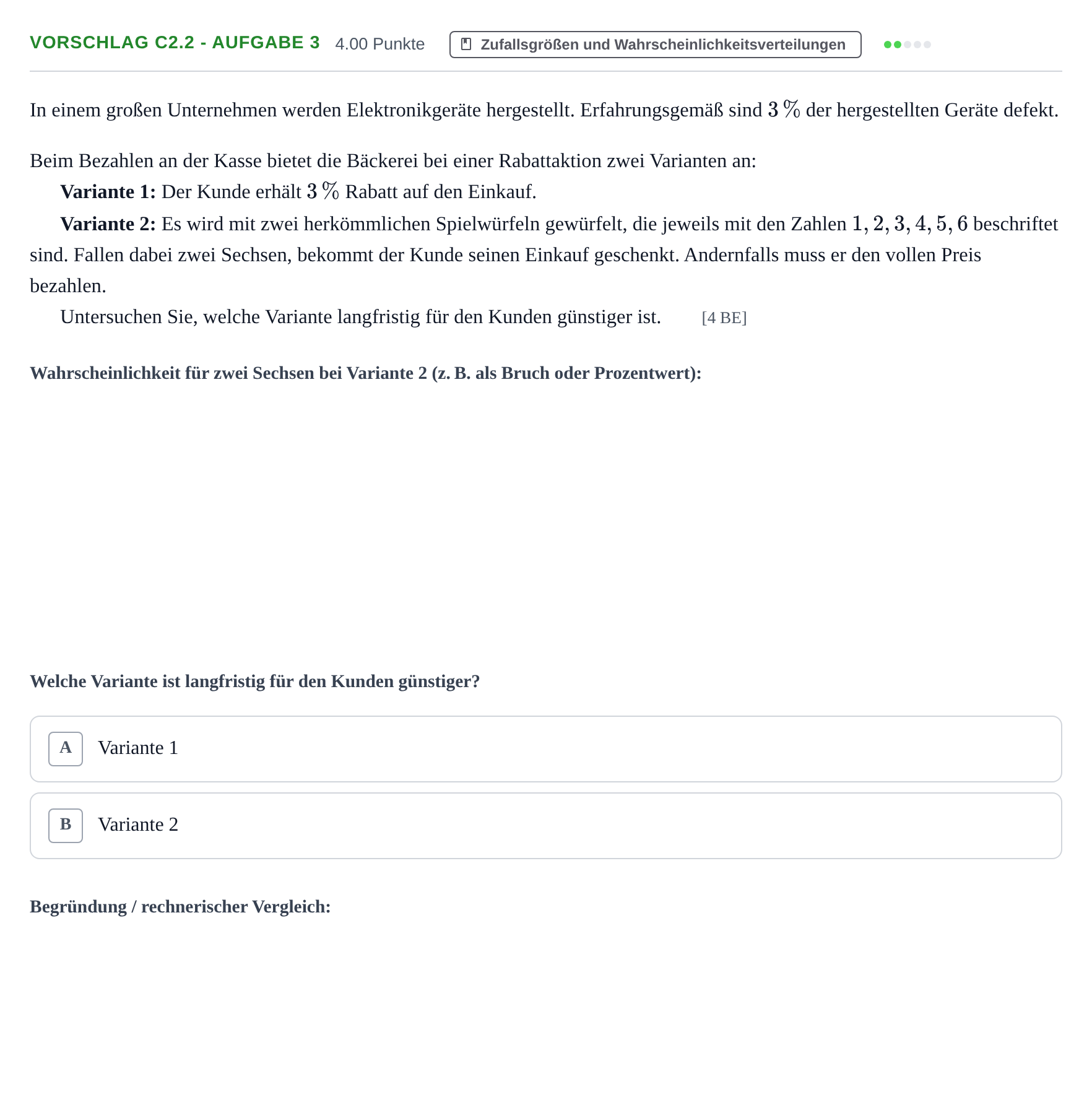 Aufgabenstellung: Aufgabe Vorschlag C2.2 - Aufgabe 3 · Abitur Hessen Mathematik GK · CAS 2021