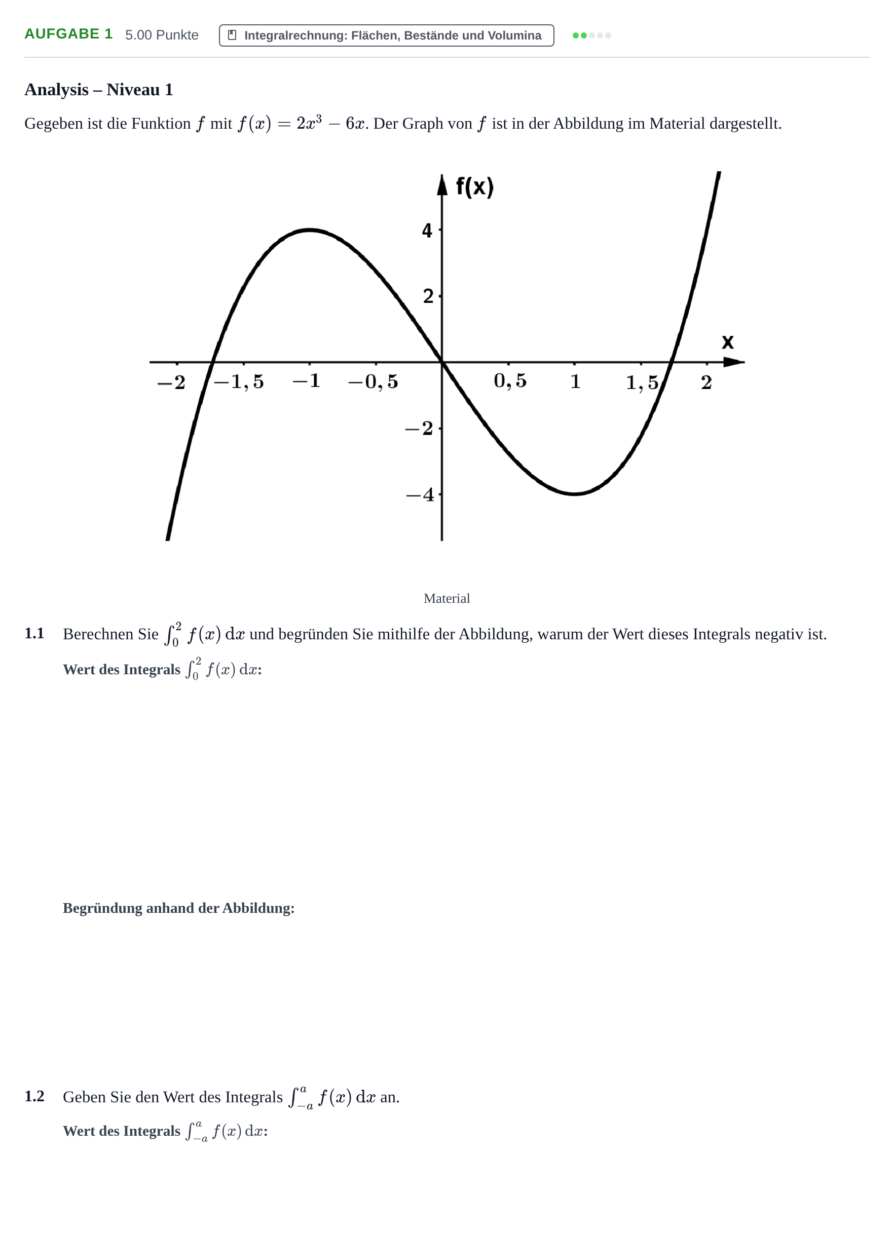 Aufgabenstellung: Aufgabe 1 · Abitur Hessen Mathematik GK · WTR 2021