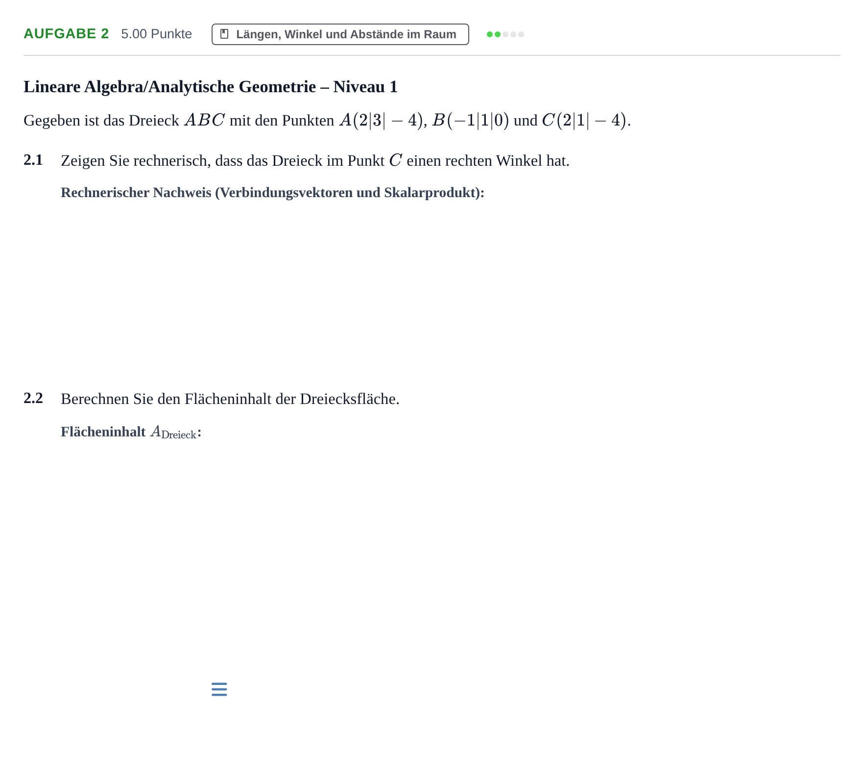 Aufgabenstellung: Aufgabe 2 · Abitur Hessen Mathematik GK · WTR 2021