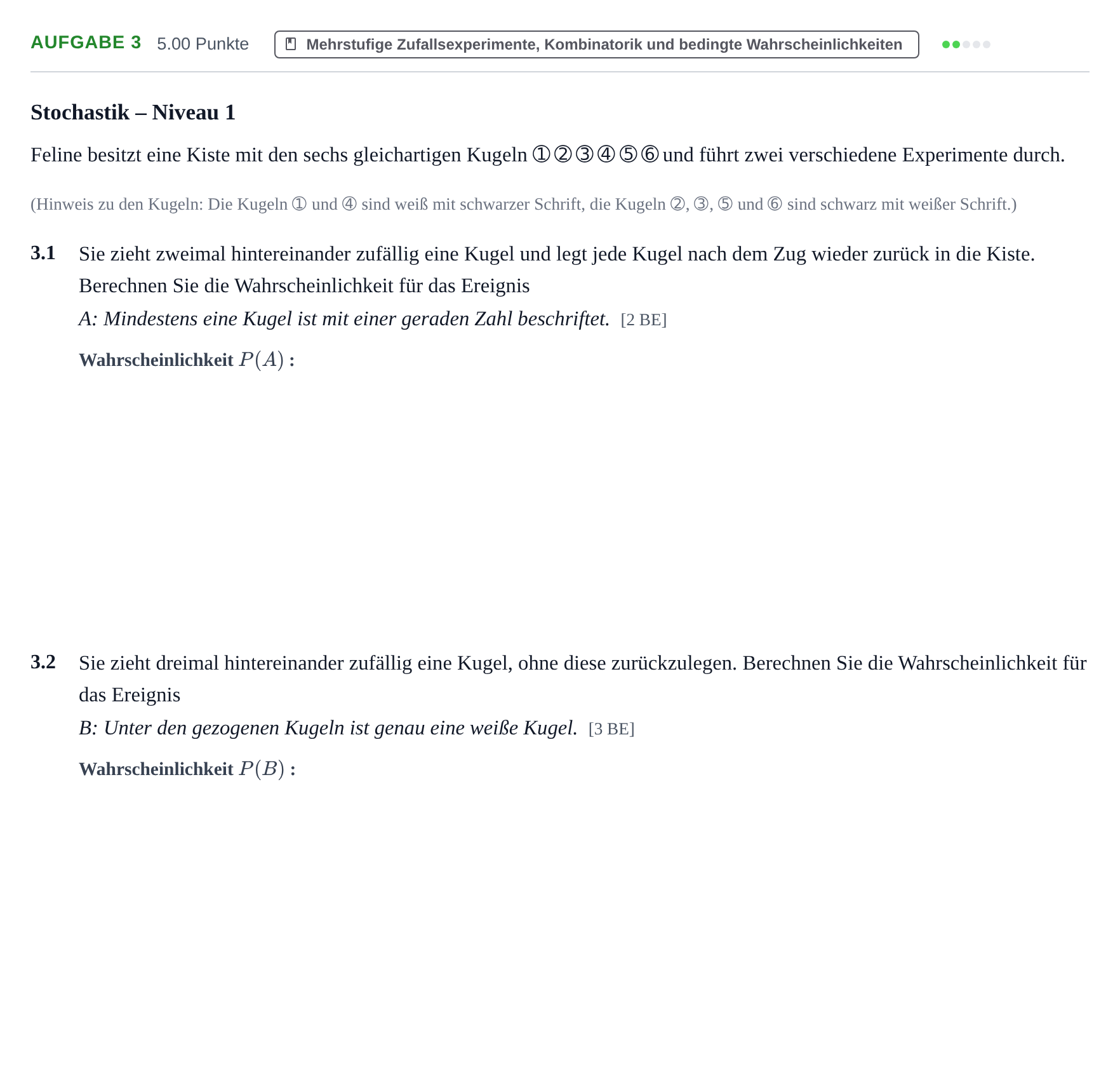 Aufgabenstellung: Aufgabe 3 · Abitur Hessen Mathematik GK · WTR 2021