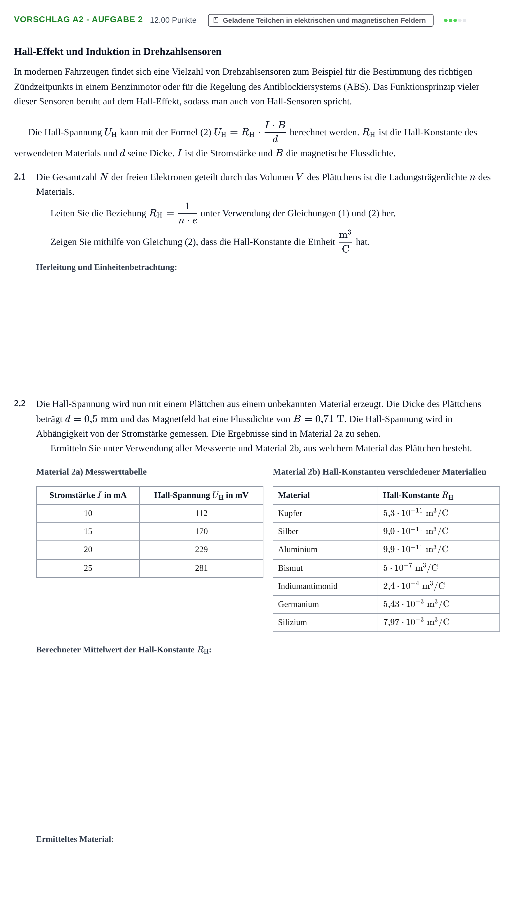Aufgabenstellung: Aufgabe Vorschlag A2 - Aufgabe 2 · Abitur Hessen Physik LK 2021