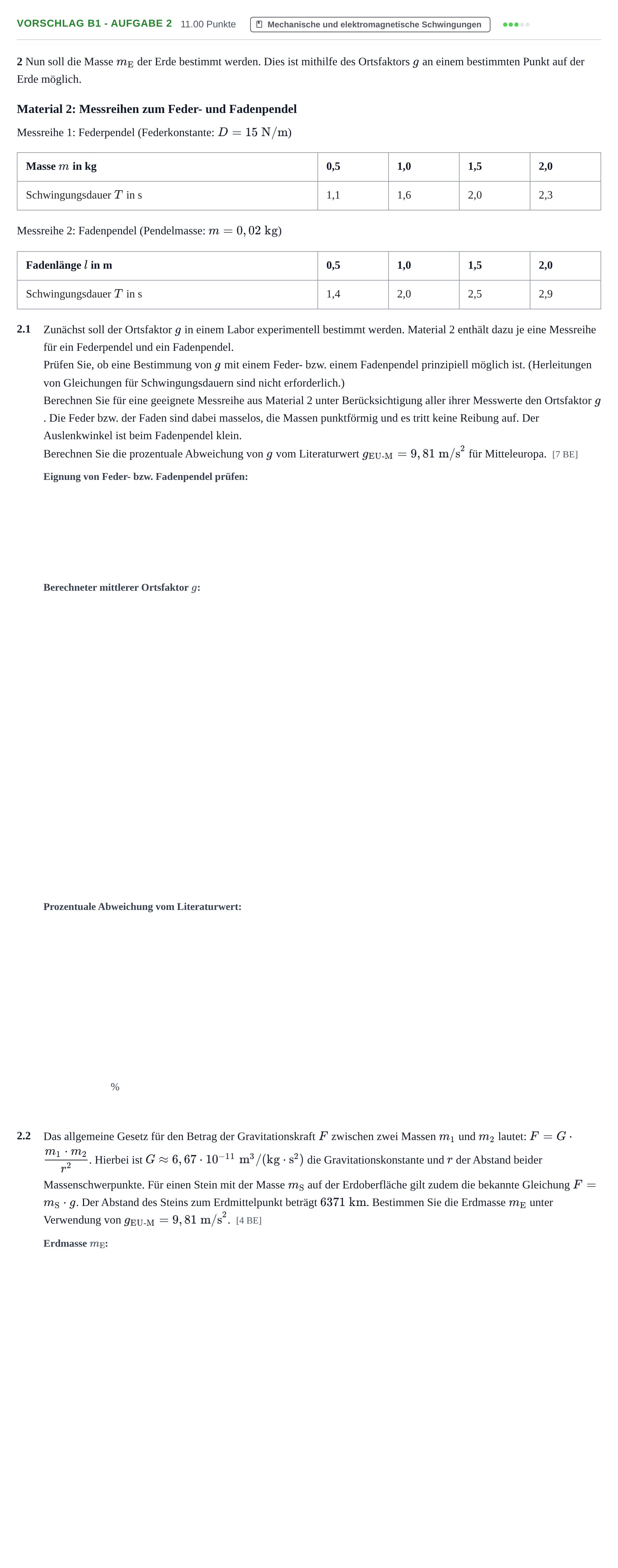 Aufgabenstellung: Aufgabe Vorschlag B1 - Aufgabe 2 · Abitur Hessen Physik LK 2021