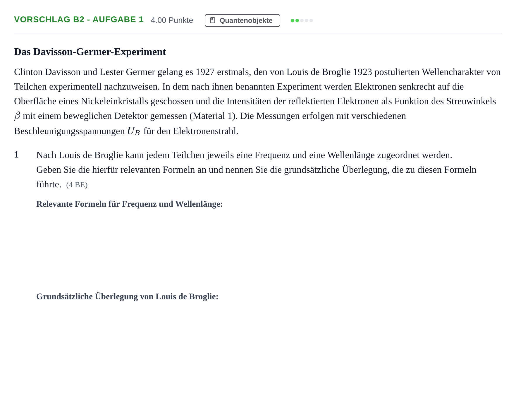 Aufgabenstellung: Aufgabe Vorschlag B2 - Aufgabe 1 · Abitur Hessen Physik LK 2021