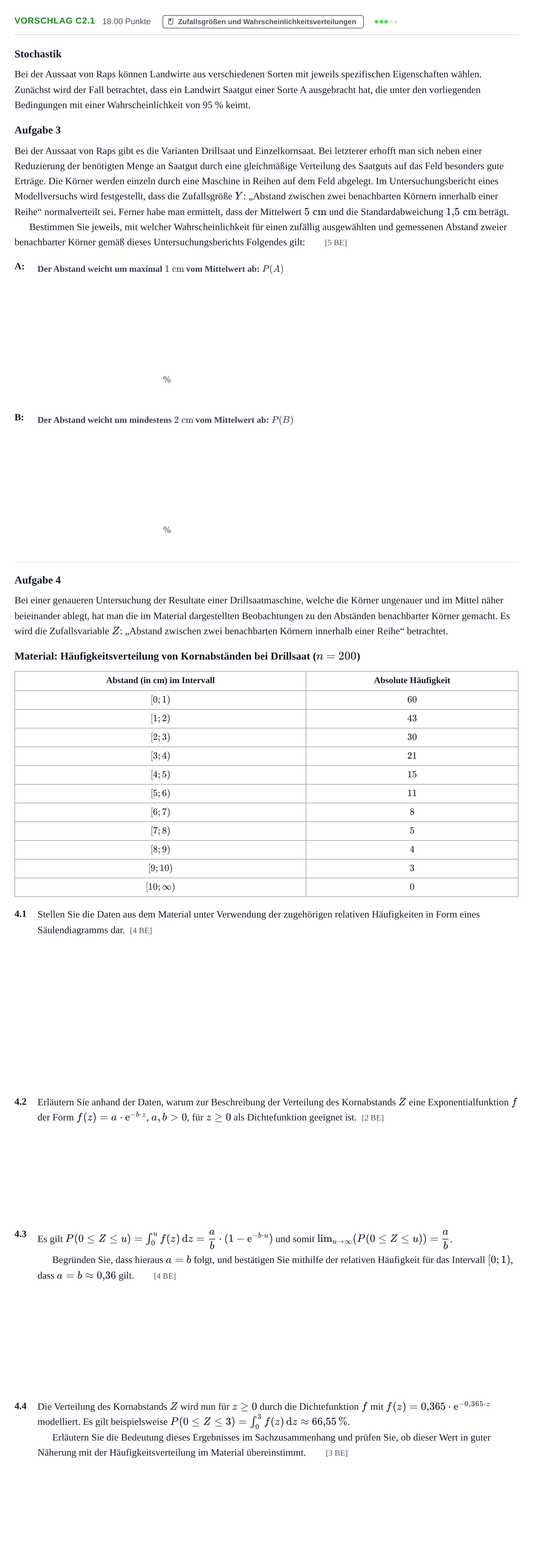 Aufgabenstellung: Aufgabe Vorschlag C2.1 · Abitur Hessen Mathematik LK · CAS 2021