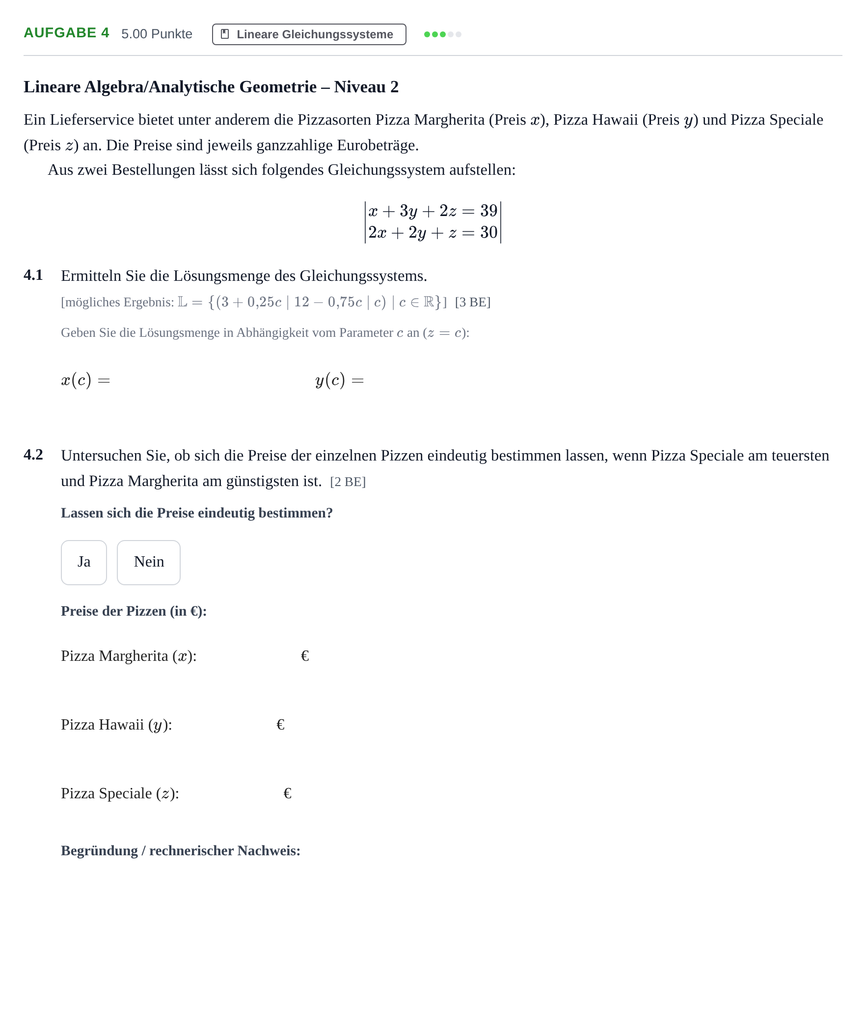 Aufgabenstellung: Aufgabe 4 · Abitur Hessen Mathematik LK · CAS 2021