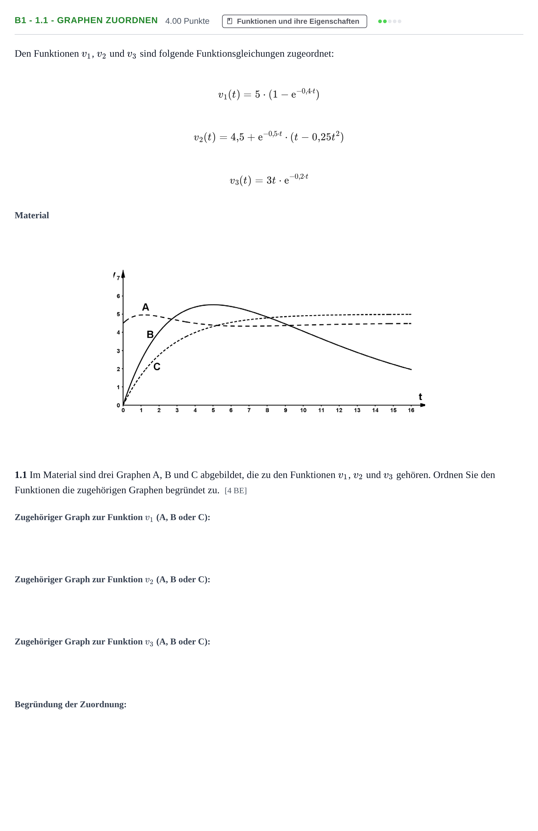 Aufgabenstellung: Aufgabe B1 - 1.1 - Graphen zuordnen · Abitur Hessen Mathematik LK · WTR 2021