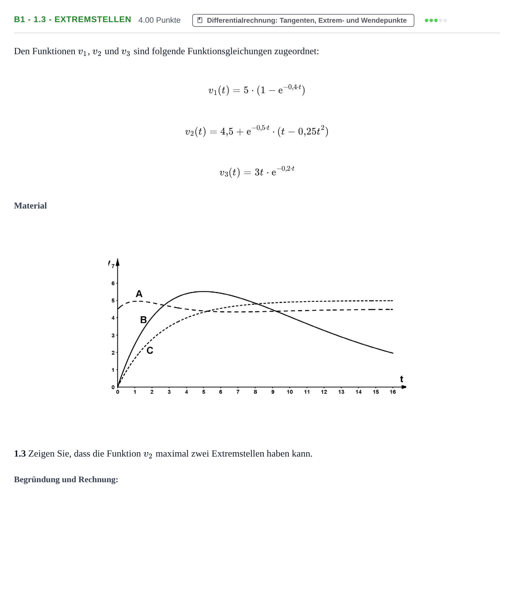 Aufgabenstellung: Aufgabe B1 - 1.3 - Extremstellen · Abitur Hessen Mathematik LK · WTR 2021
