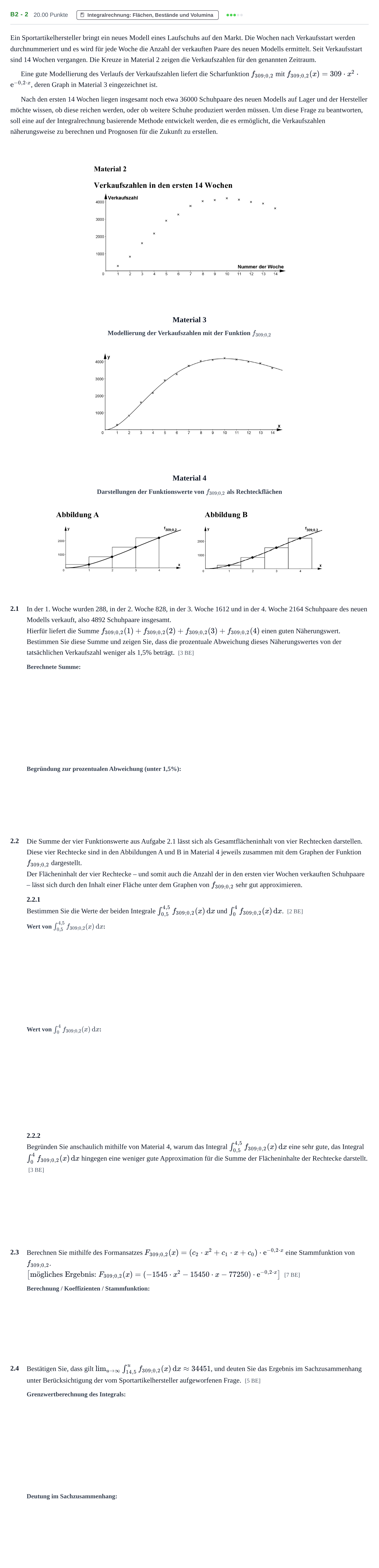 Aufgabenstellung: Aufgabe B2 - 2 · Abitur Hessen Mathematik LK · WTR 2021