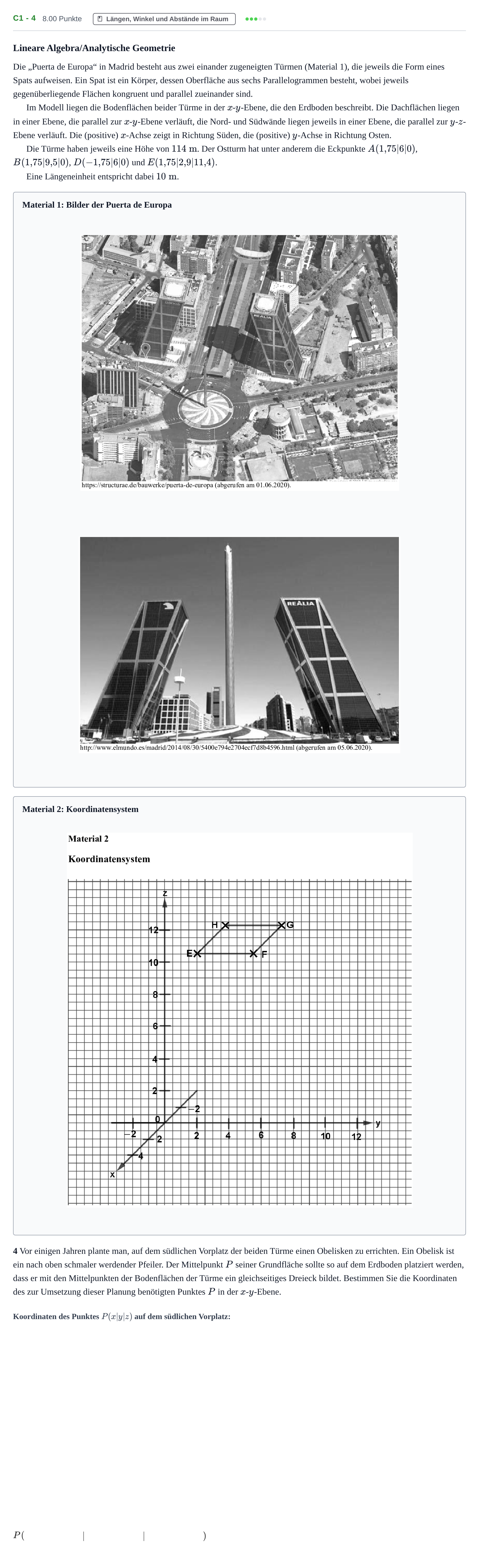 Aufgabenstellung: Aufgabe C1 - 4 · Abitur Hessen Mathematik LK · WTR 2021