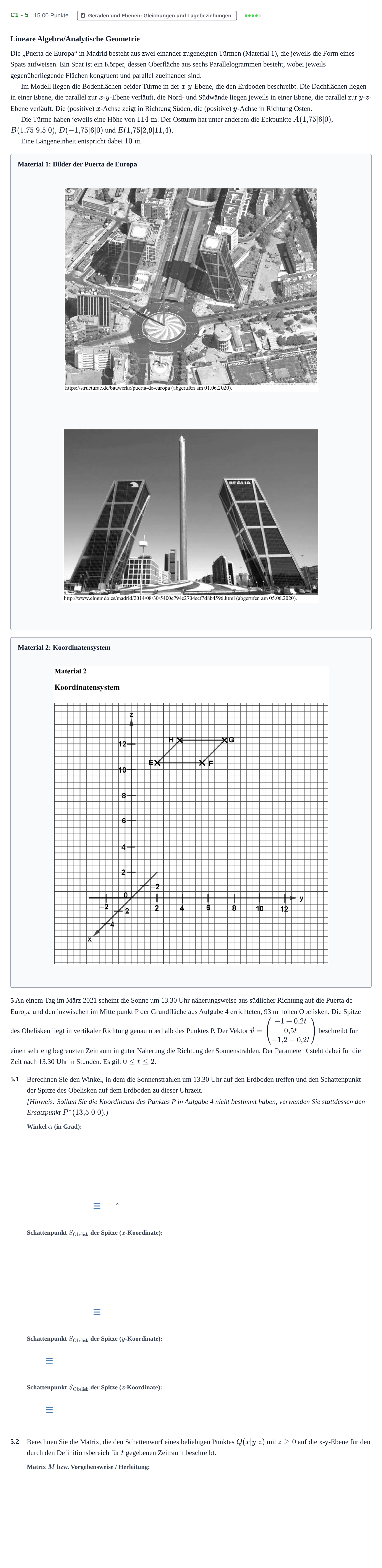 Aufgabenstellung: Aufgabe C1 - 5 · Abitur Hessen Mathematik LK · WTR 2021