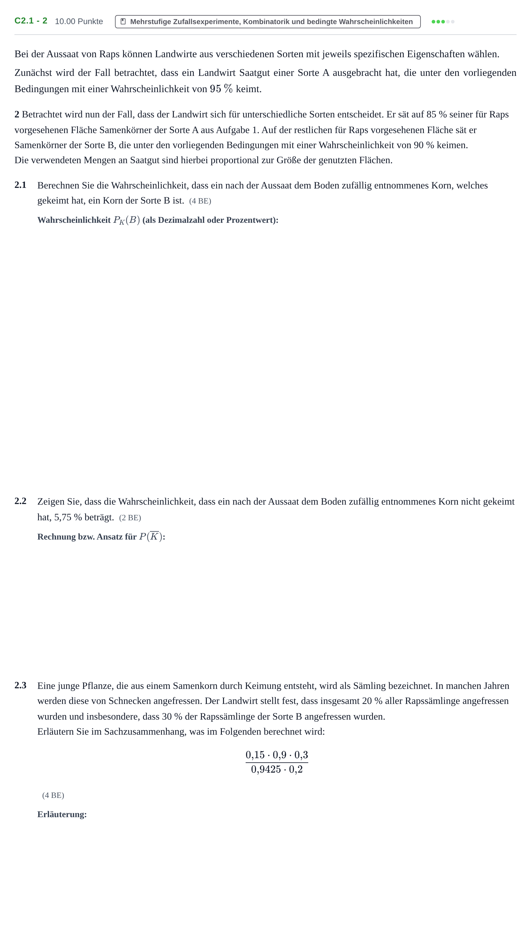 Aufgabenstellung: Aufgabe C2.1 - 2 · Abitur Hessen Mathematik LK · WTR 2021
