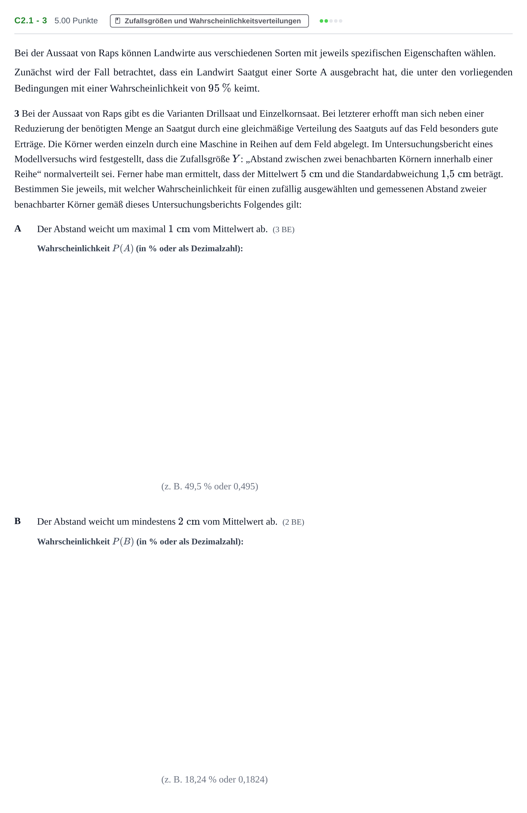 Aufgabenstellung: Aufgabe C2.1 - 3 · Abitur Hessen Mathematik LK · WTR 2021