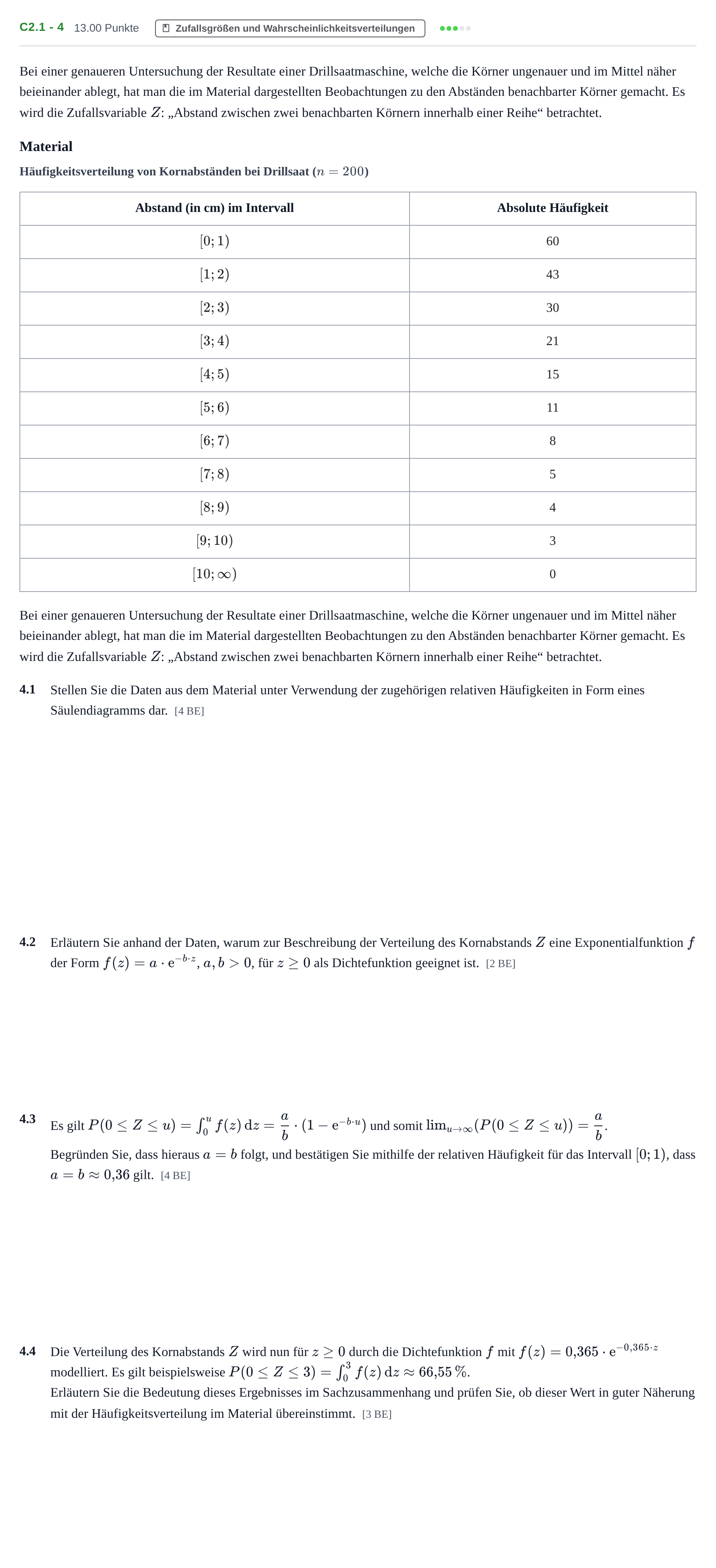Aufgabenstellung: Aufgabe C2.1 - 4 · Abitur Hessen Mathematik LK · WTR 2021