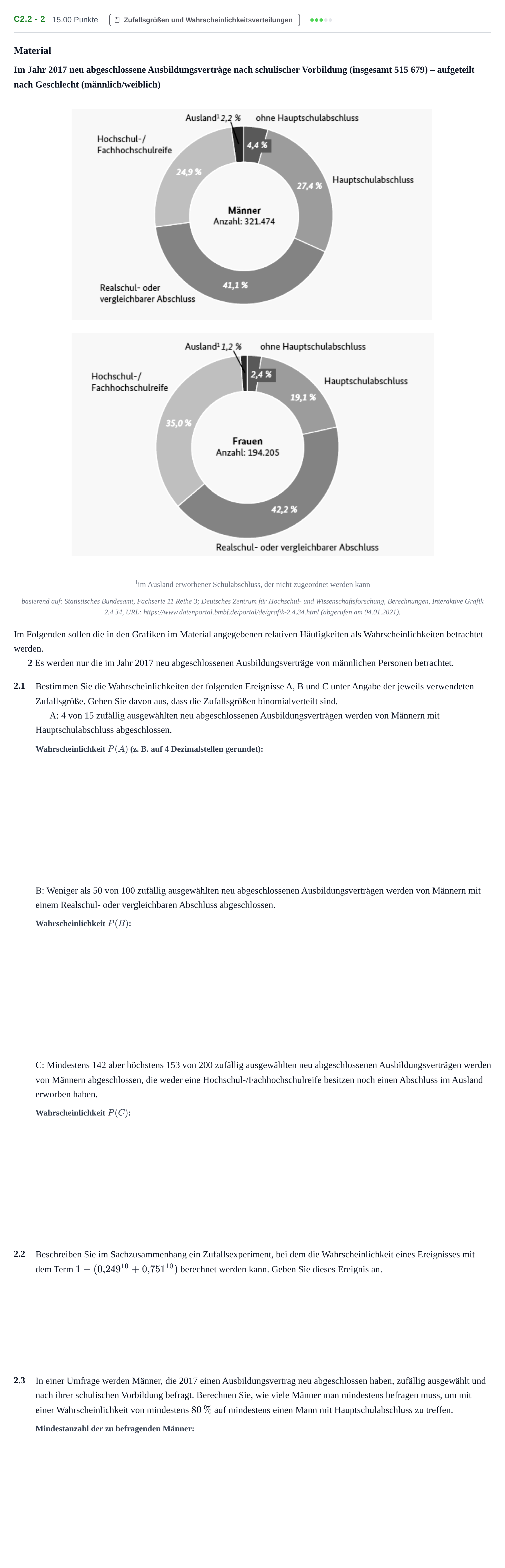 Aufgabenstellung: Aufgabe C2.2 - 2 · Abitur Hessen Mathematik LK · WTR 2021