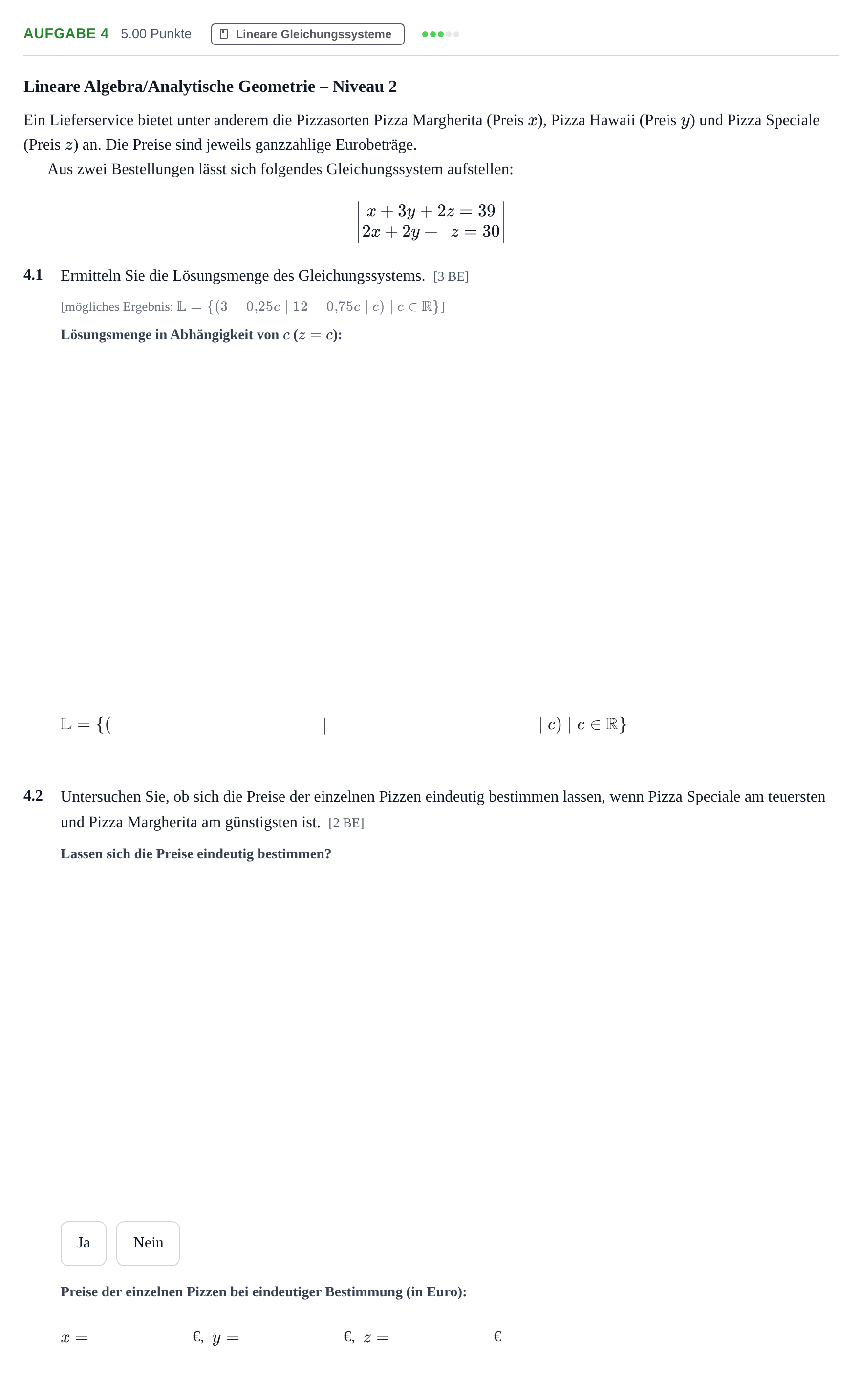 Aufgabenstellung: Aufgabe 4 · Abitur Hessen Mathematik LK · WTR 2021
