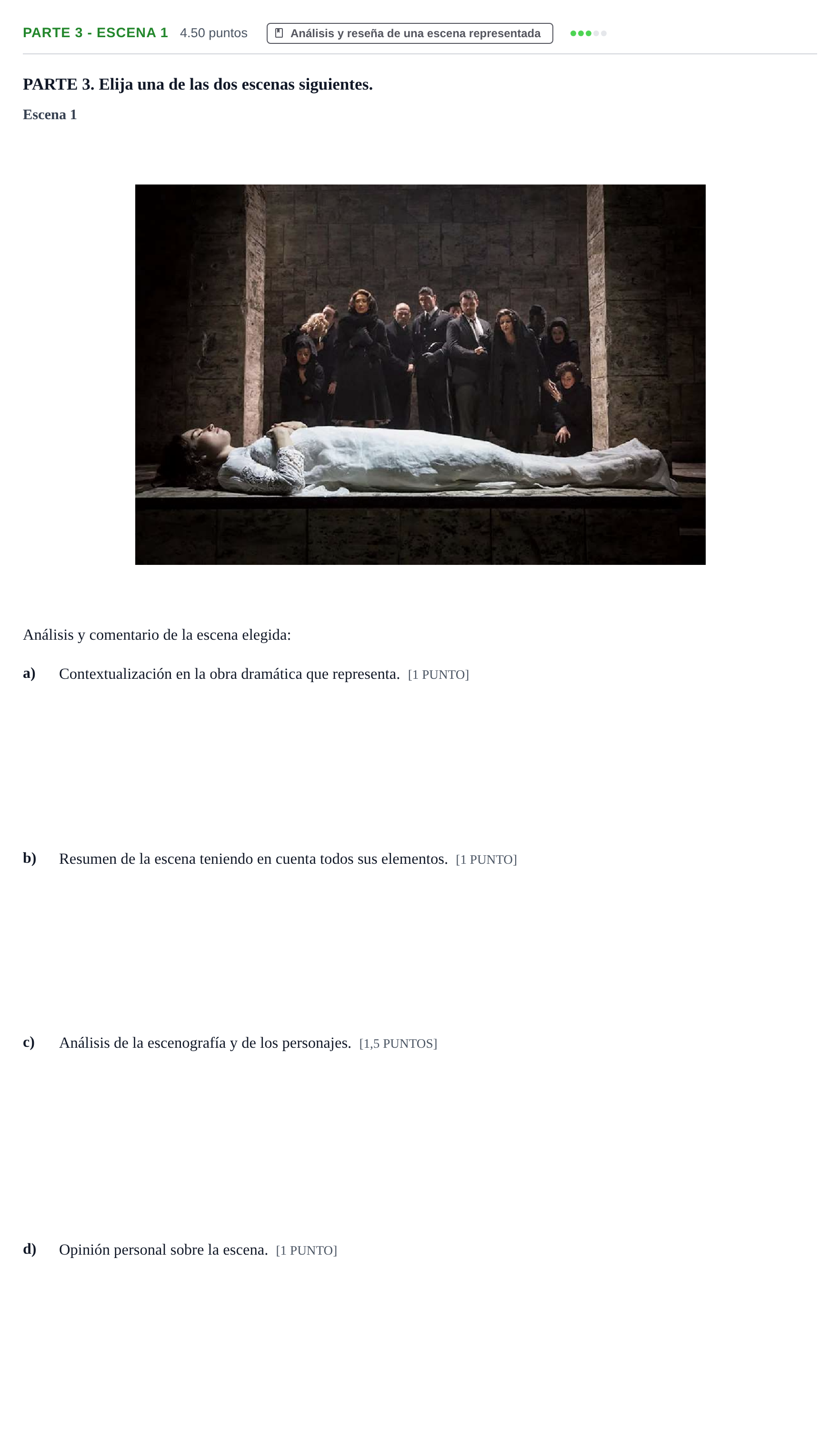 Enunciado: Ejercicio Parte 3 - Escena 1 · Artes Escénicas PAU Cantabria Extraordinaria 2023