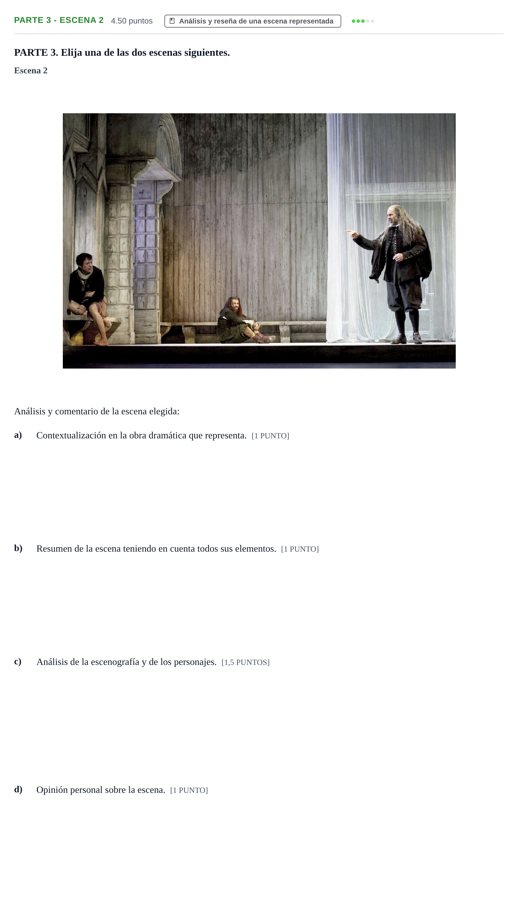 Enunciado: Ejercicio Parte 3 - Escena 2 · Artes Escénicas PAU Cantabria Extraordinaria 2023