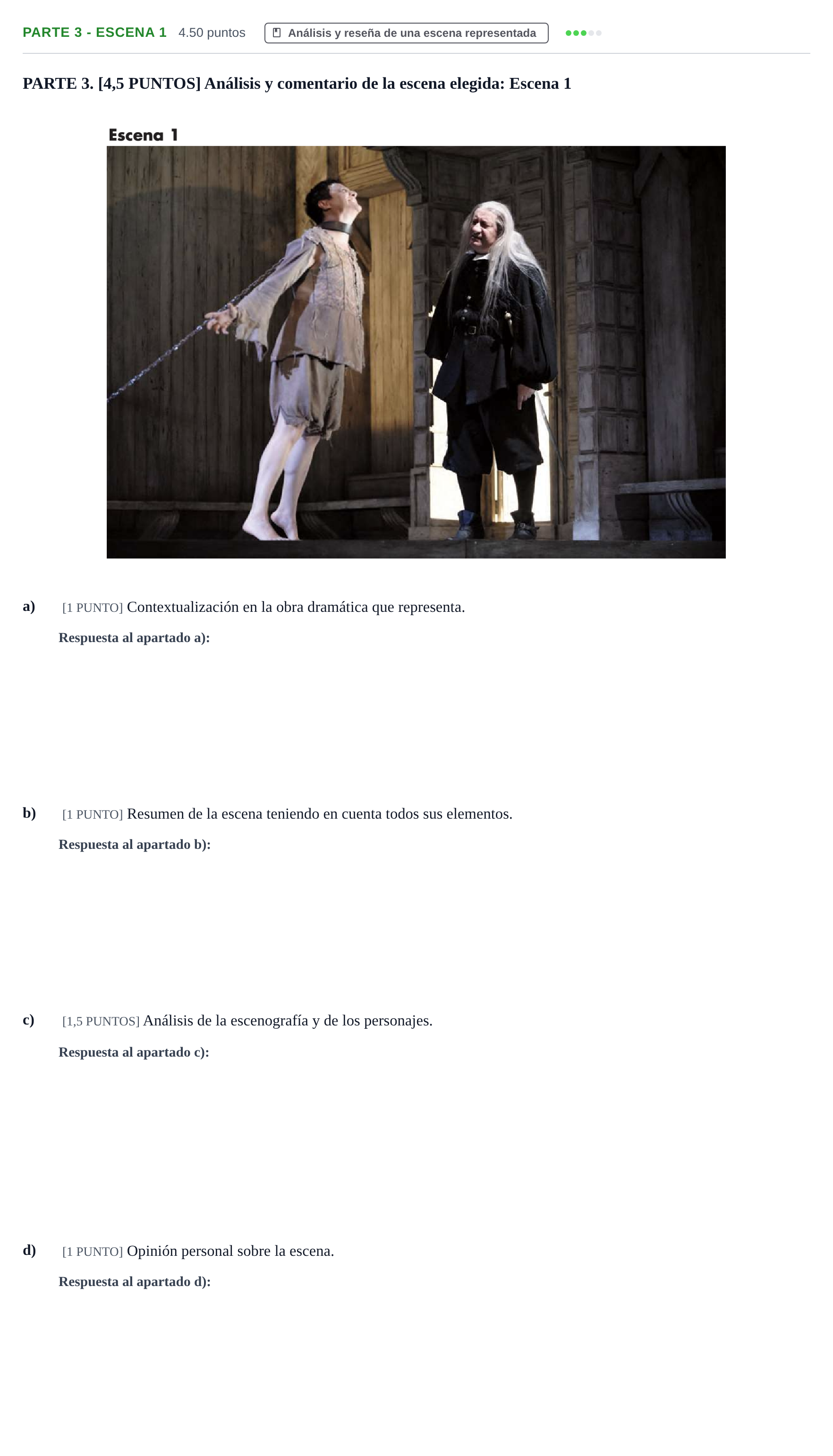 Enunciado: Ejercicio PARTE 3 - Escena 1 · Artes Escénicas PAU Cantabria Ordinaria 2023