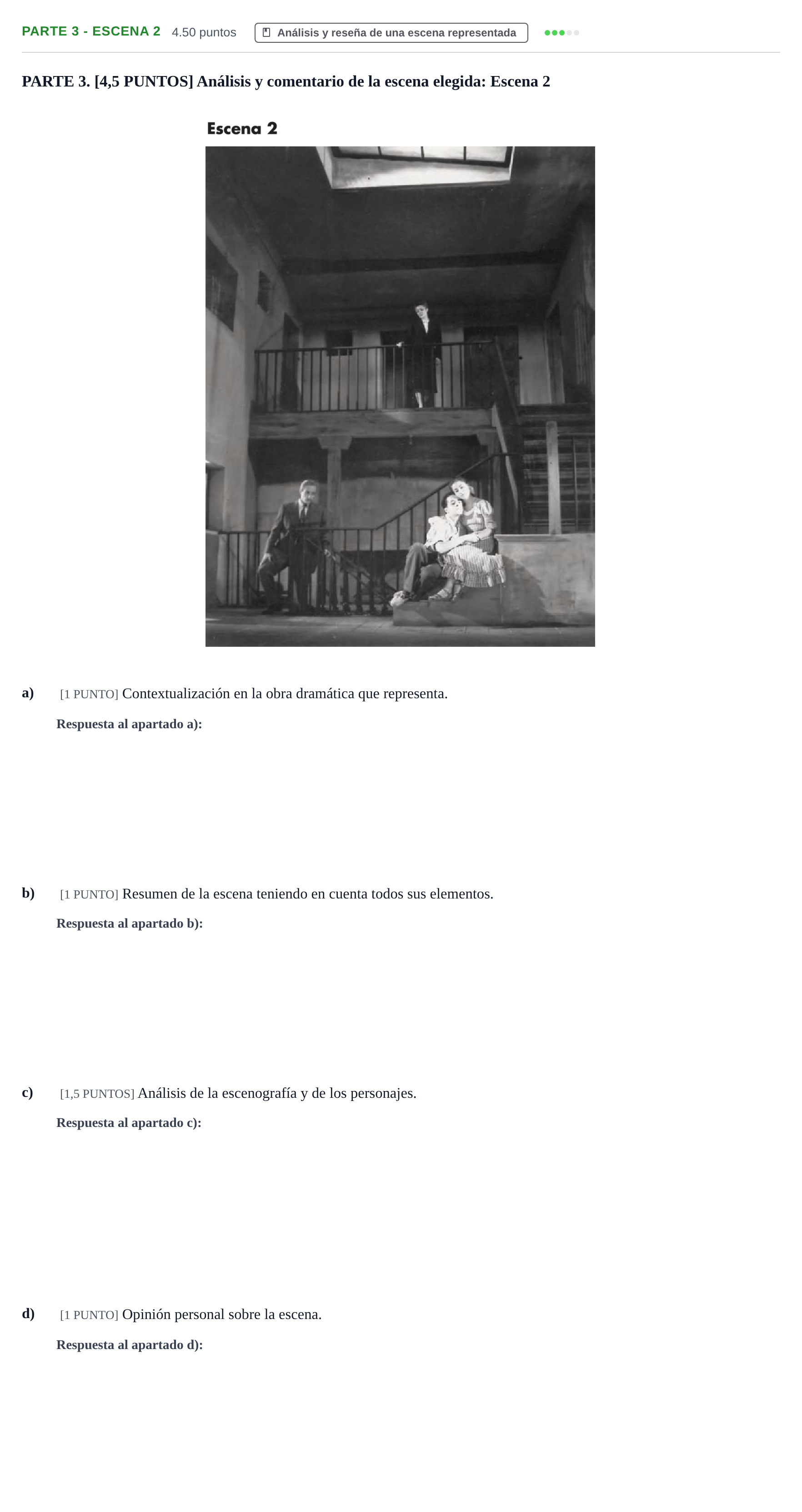 Enunciado: Ejercicio PARTE 3 - Escena 2 · Artes Escénicas PAU Cantabria Ordinaria 2023