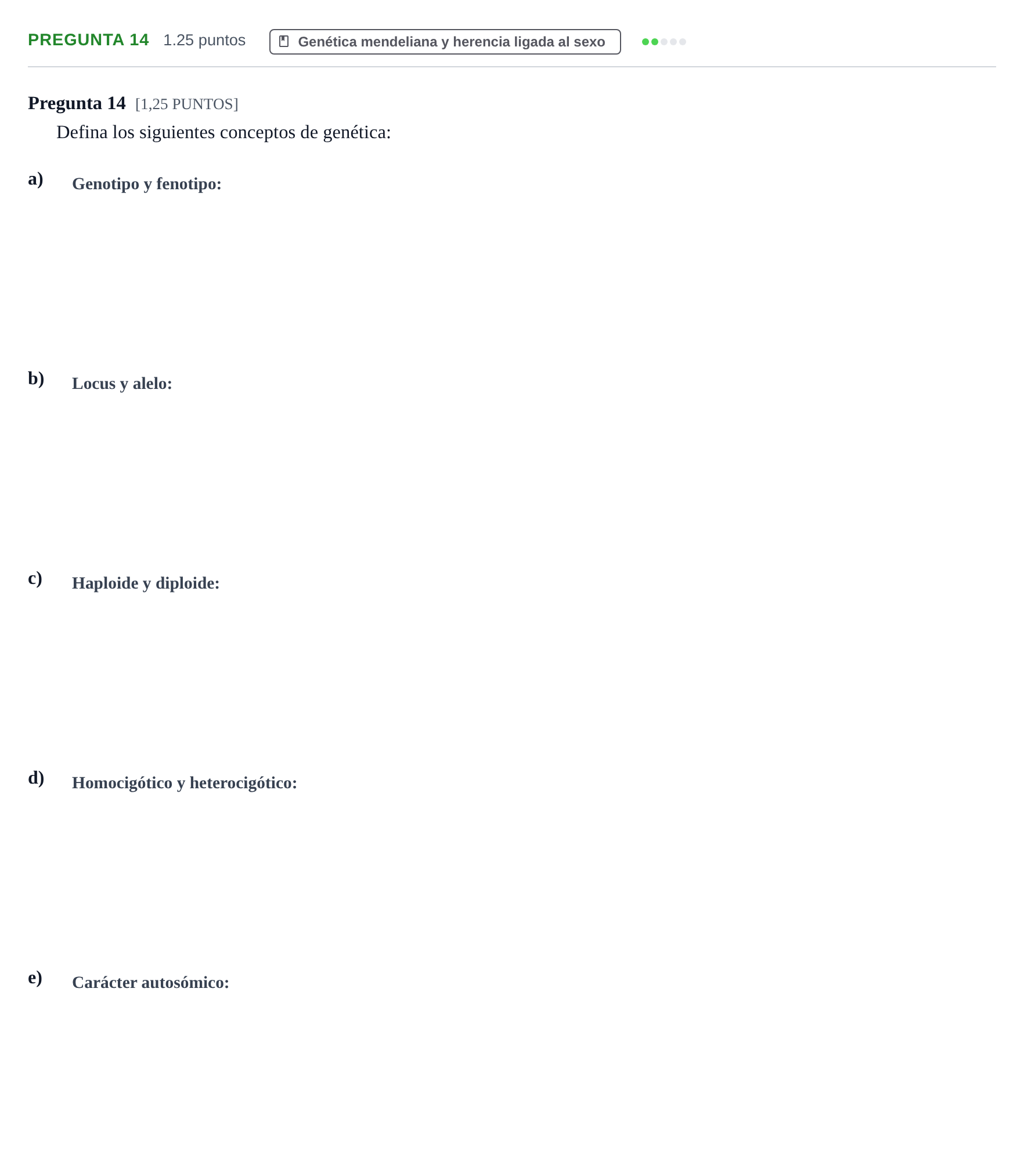Enunciado: Pregunta 14 · Biología PAU Cantabria Ordinaria 2023