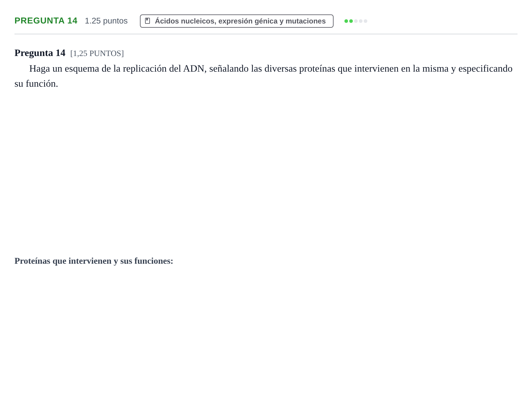 Enunciado: Pregunta 14 · Biología PAU Cantabria Extraordinaria 2023