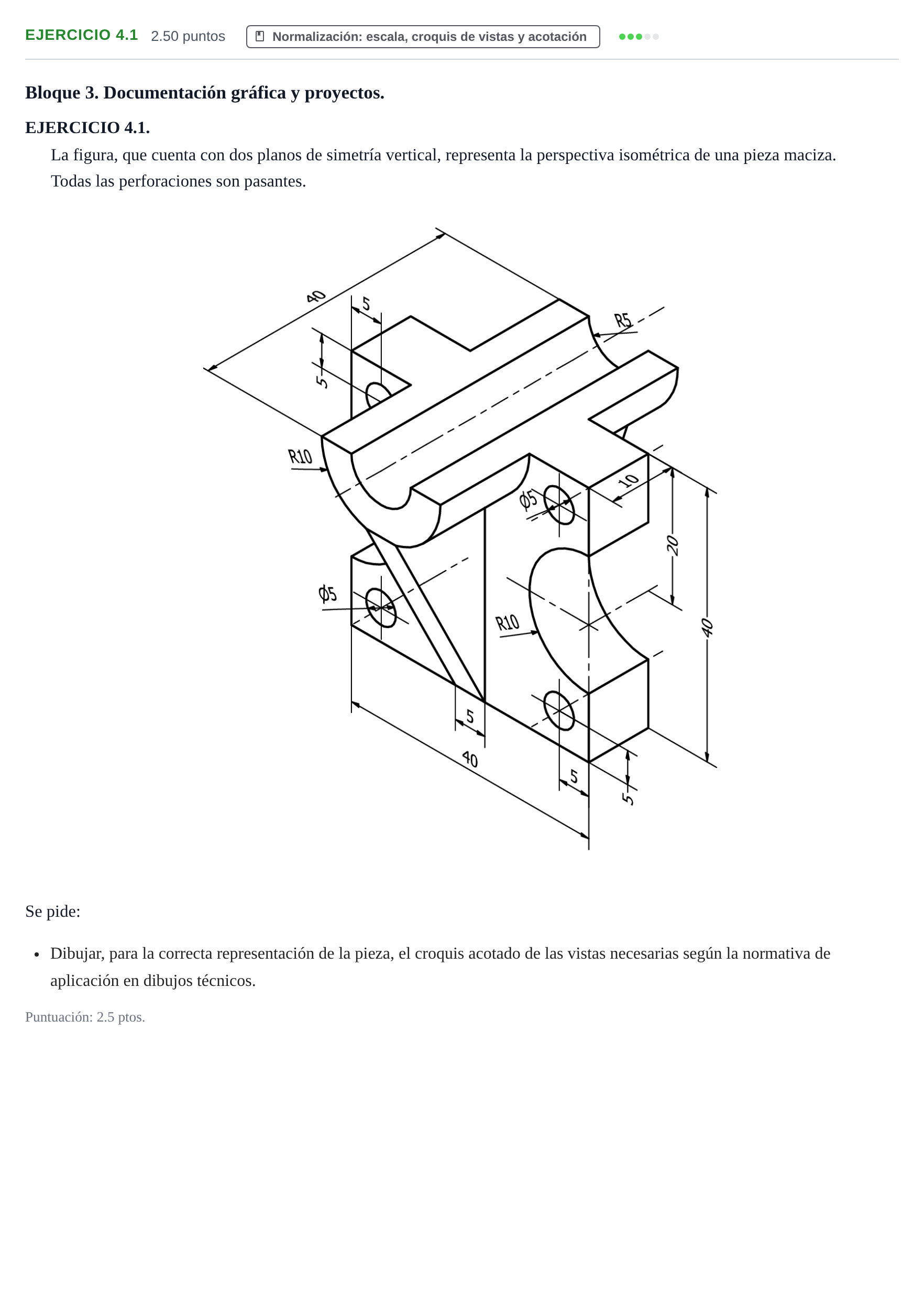 Enunciado: Ejercicio 4.1 · Dibujo técnico II PAU Cantabria Ordinaria 2023