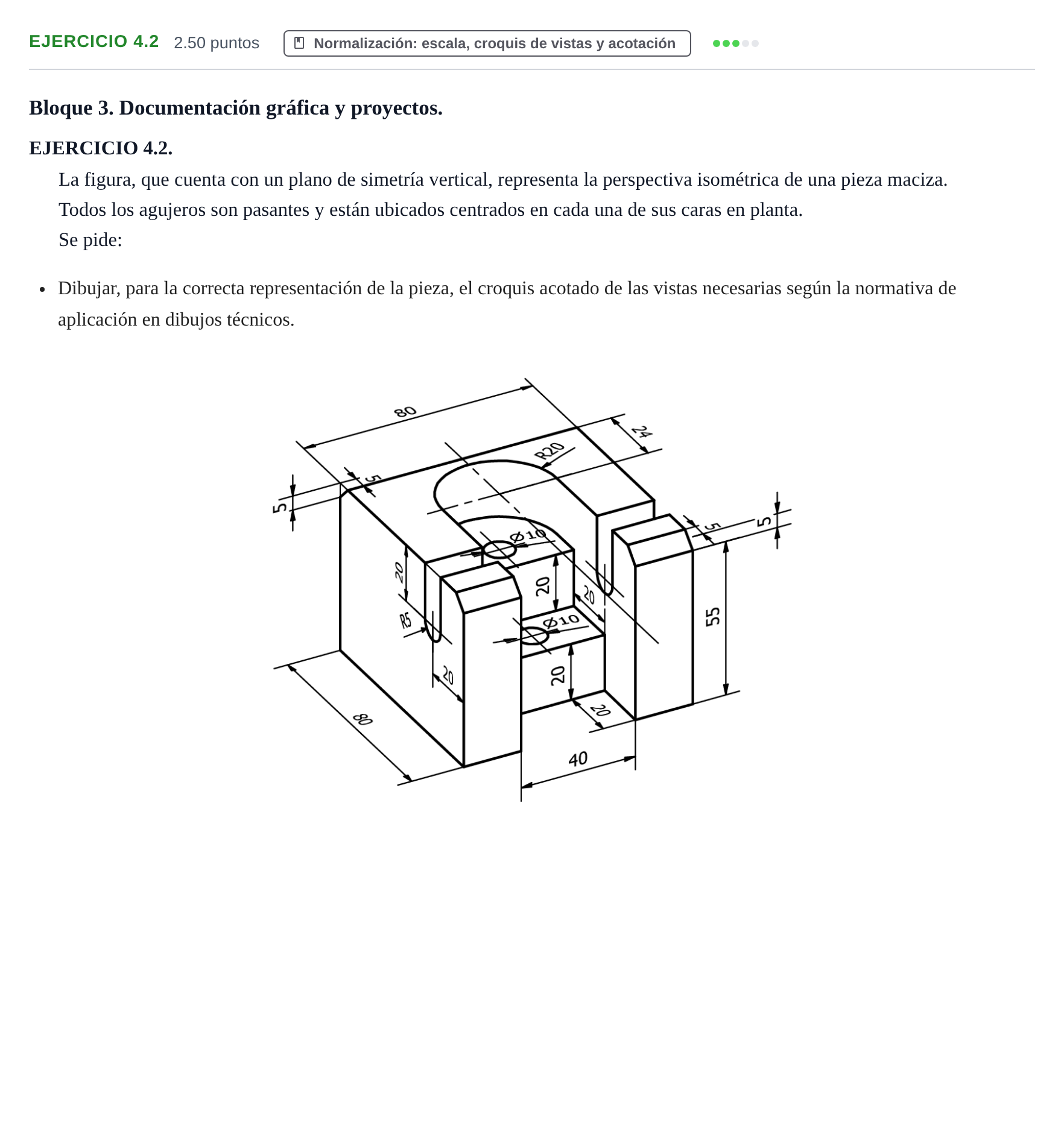 Enunciado: Ejercicio 4.2 · Dibujo técnico II PAU Cantabria Ordinaria 2023