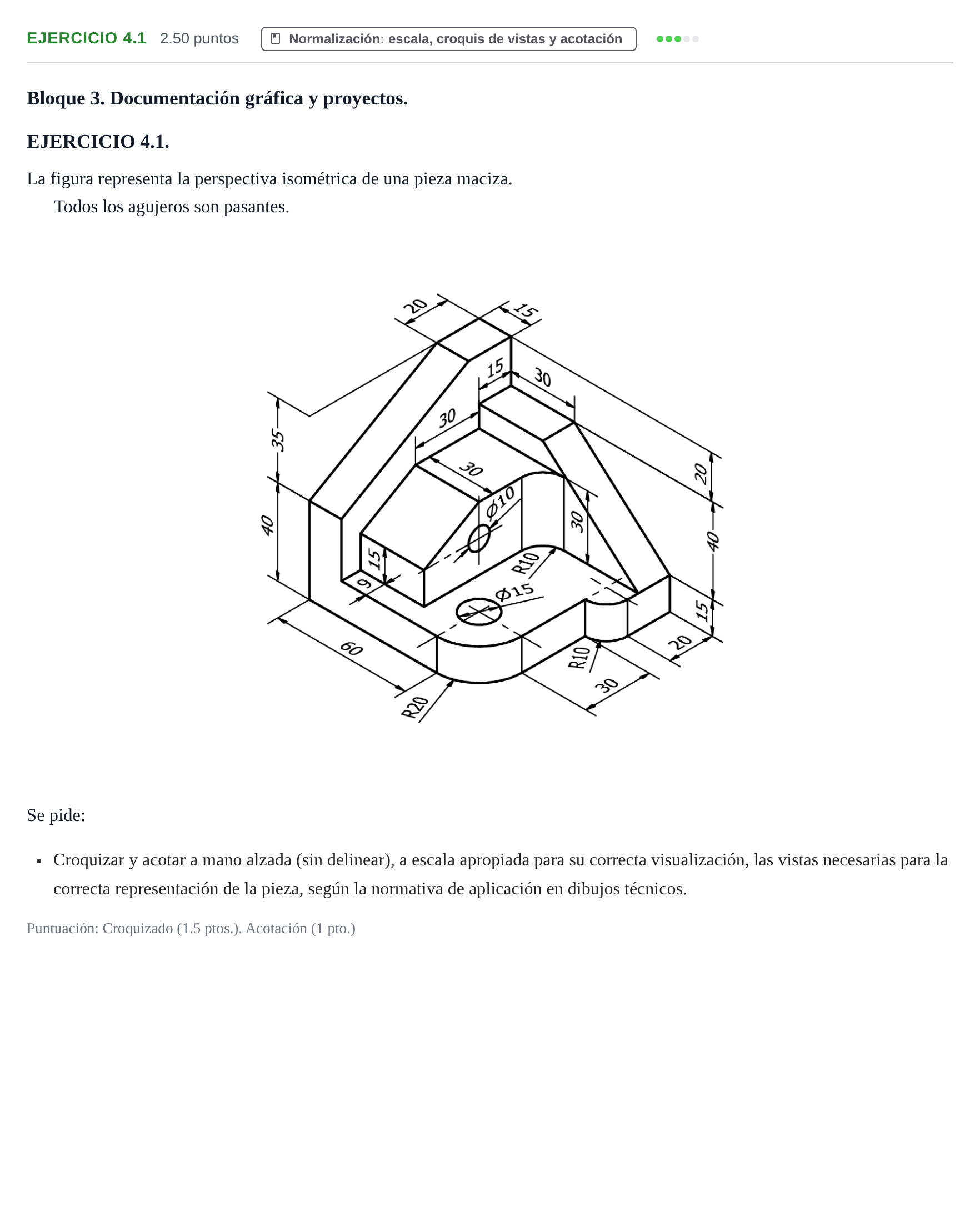 Enunciado: Ejercicio 4.1 · Dibujo técnico II PAU Cantabria Extraordinaria 2023