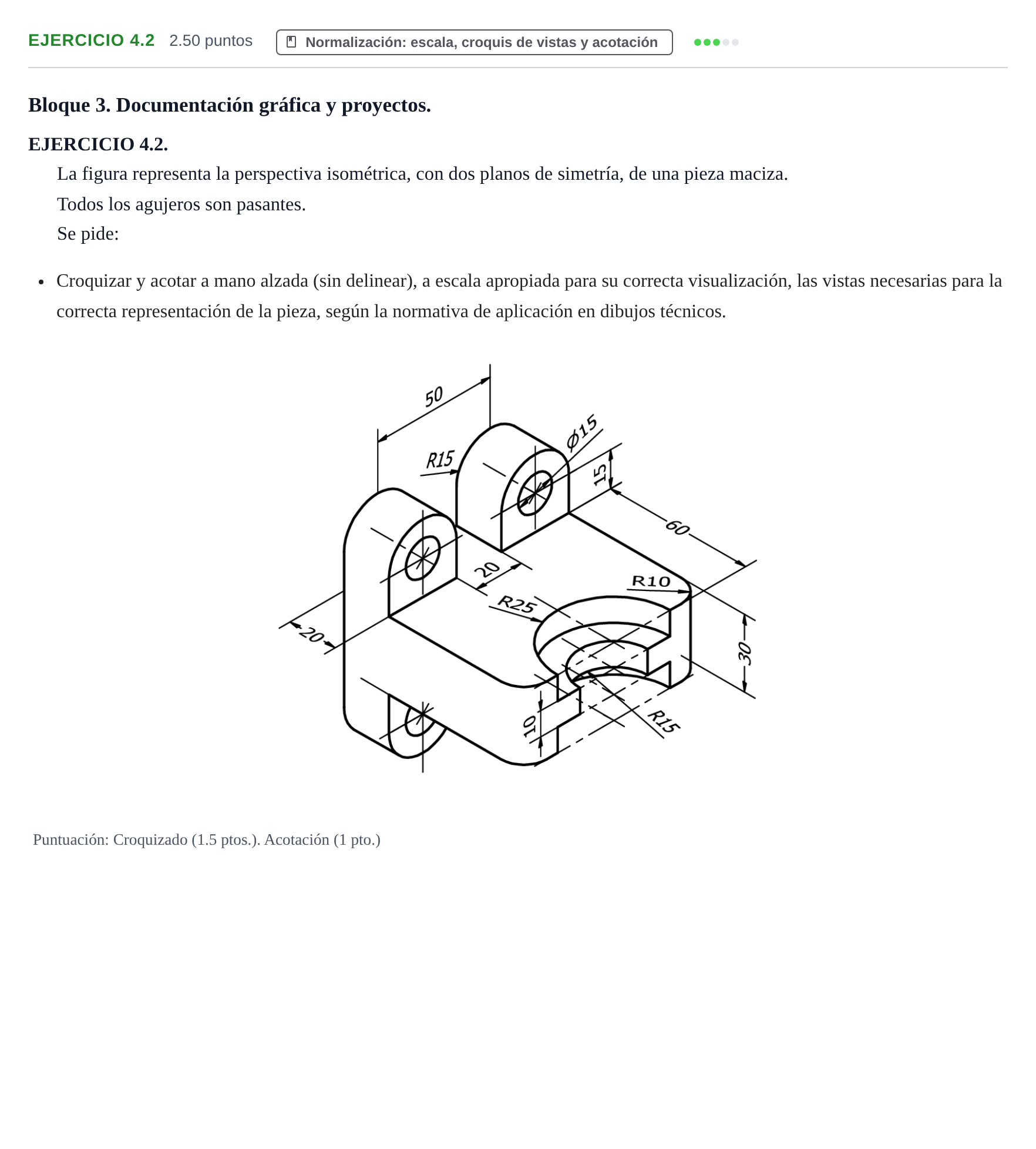 Enunciado: Ejercicio 4.2 · Dibujo técnico II PAU Cantabria Extraordinaria 2023
