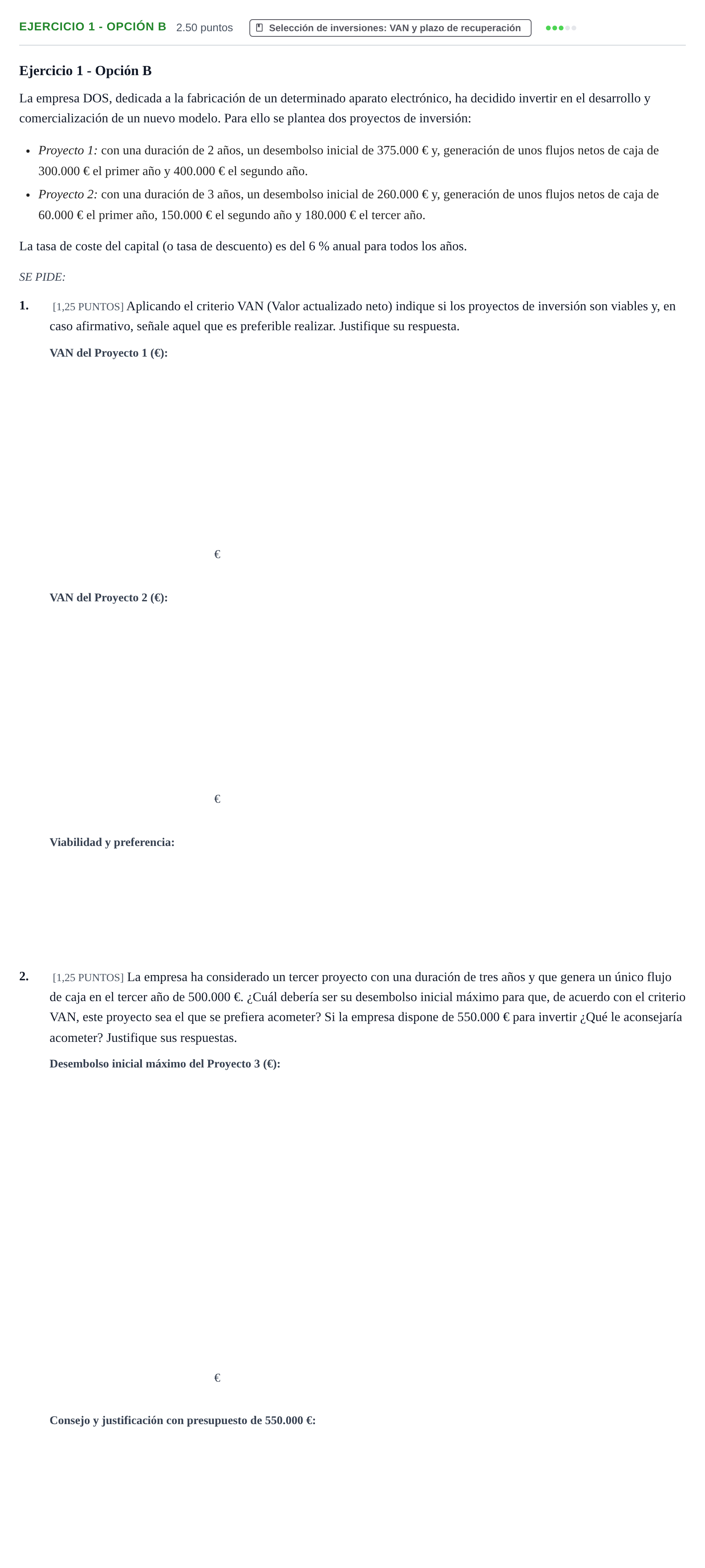 Enunciado: Ejercicio 1 - Opción B · Empresa y Diseño de Modelos de Negocio PAU Cantabria Ordinaria 2023