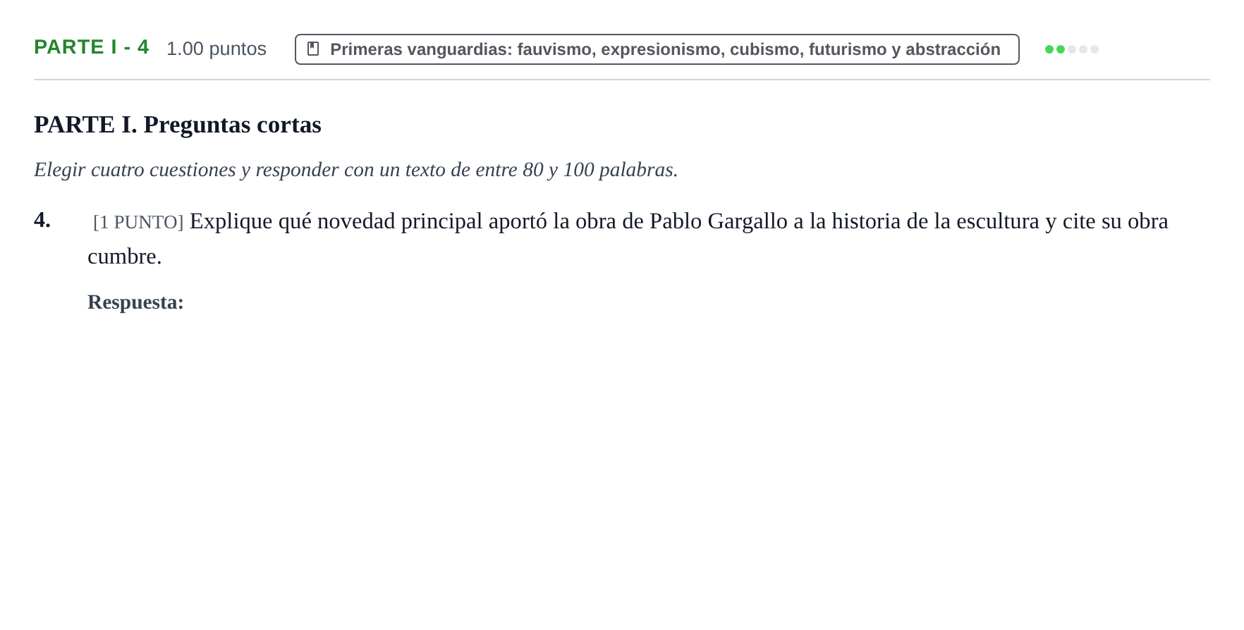 Enunciado: Ejercicio Parte I - 4 · Fundamentos Artísticos PAU Cantabria Extraordinaria 2023