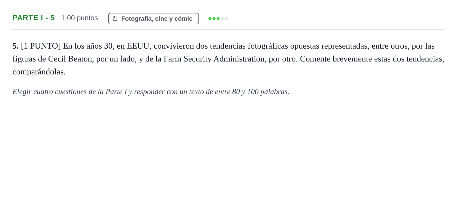 Enunciado: Ejercicio Parte I - 5 · Fundamentos Artísticos PAU Cantabria Extraordinaria 2023