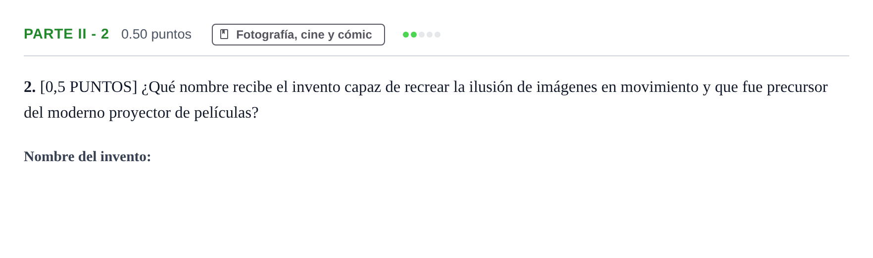 Enunciado: Ejercicio Parte II - 2 · Fundamentos Artísticos PAU Cantabria Extraordinaria 2023