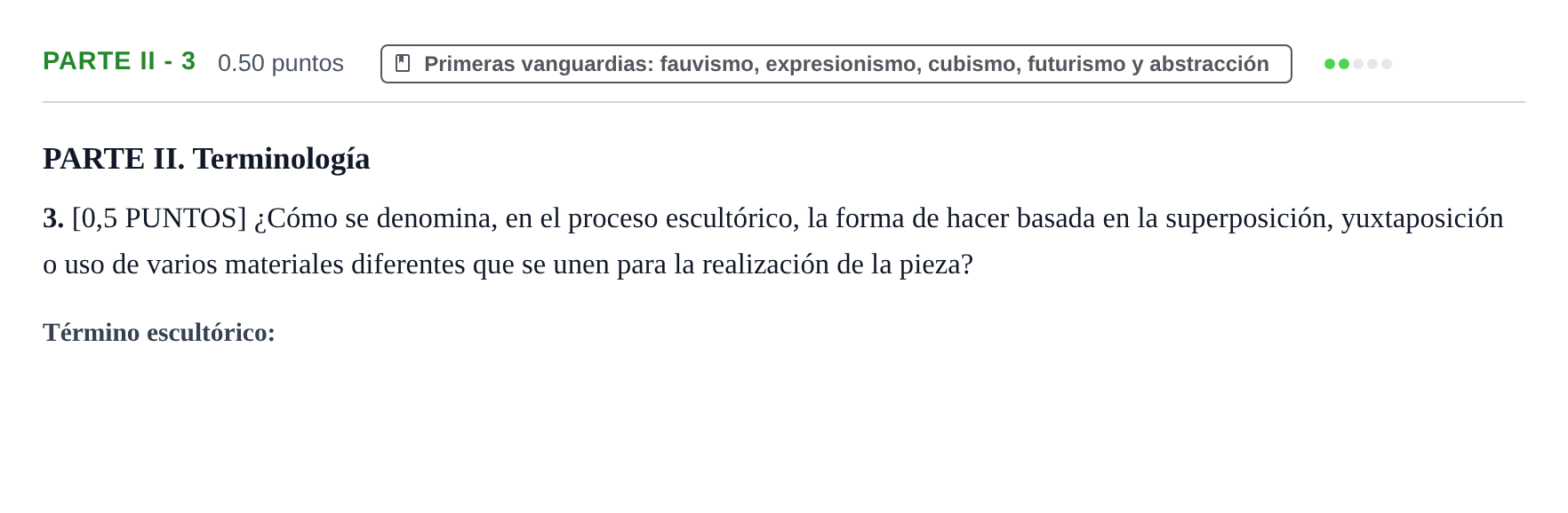 Enunciado: Ejercicio Parte II - 3 · Fundamentos Artísticos PAU Cantabria Extraordinaria 2023