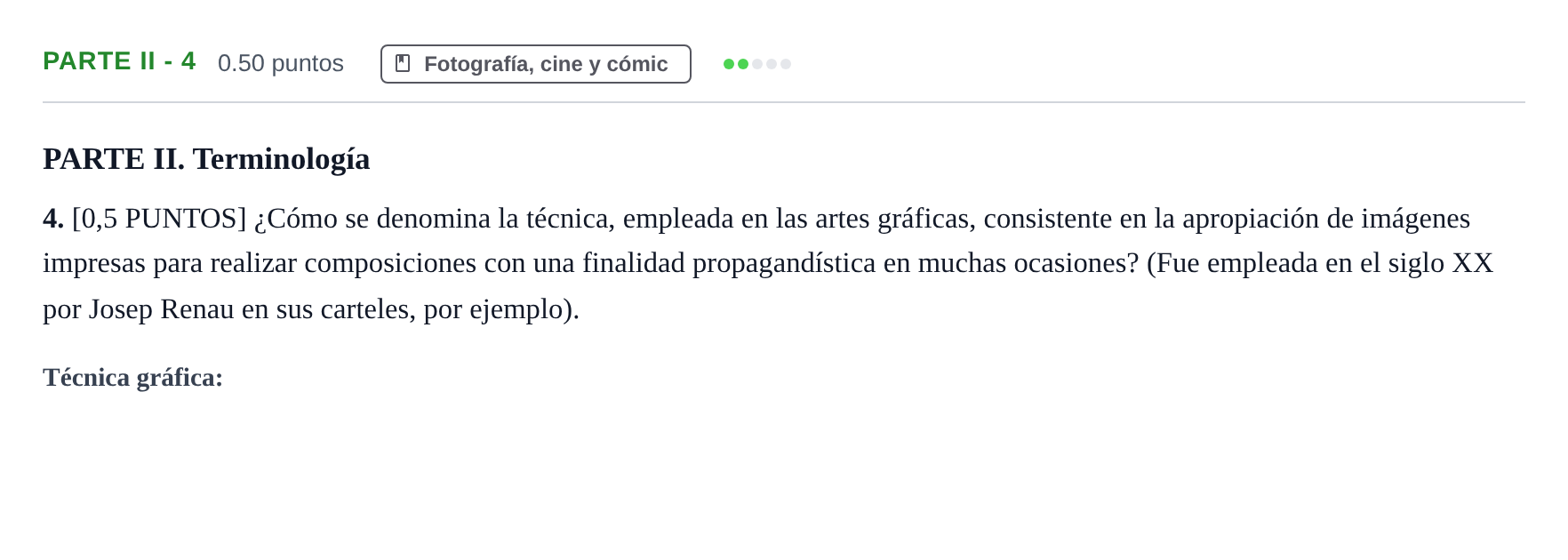 Enunciado: Ejercicio Parte II - 4 · Fundamentos Artísticos PAU Cantabria Extraordinaria 2023