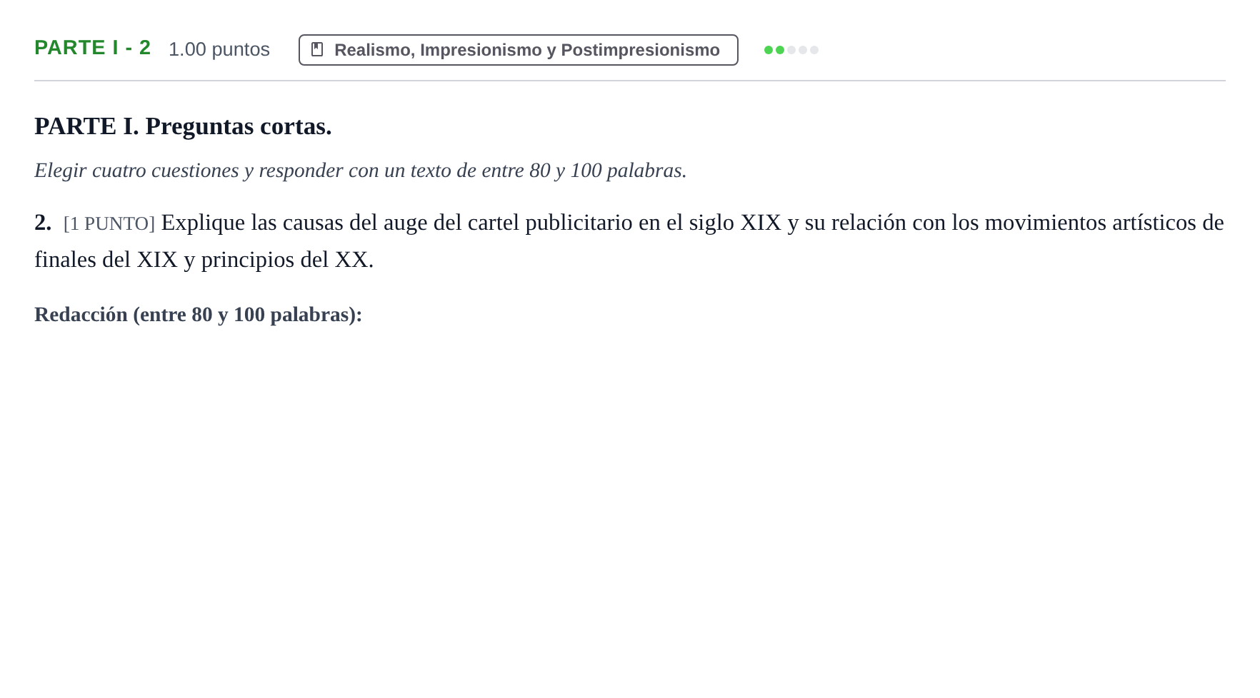Enunciado: Ejercicio Parte I - 2 · Fundamentos Artísticos PAU Cantabria Ordinaria 2023