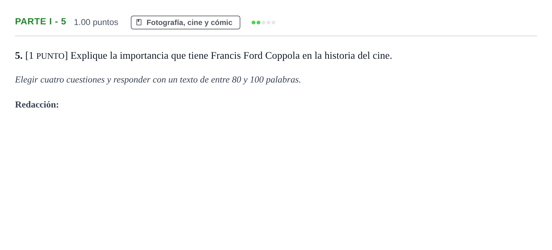 Enunciado: Ejercicio Parte I - 5 · Fundamentos Artísticos PAU Cantabria Ordinaria 2023