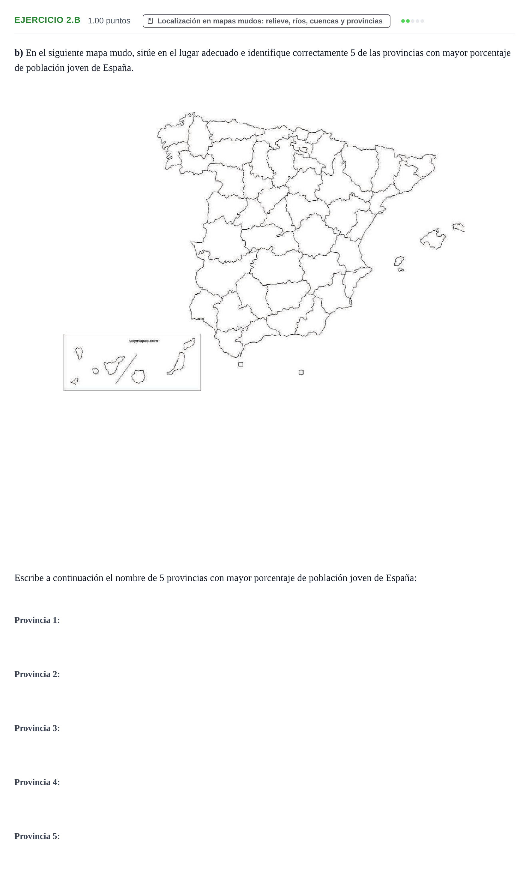 Enunciado: Ejercicio 2.b · Geografía PAU Cantabria Extraordinaria 2023