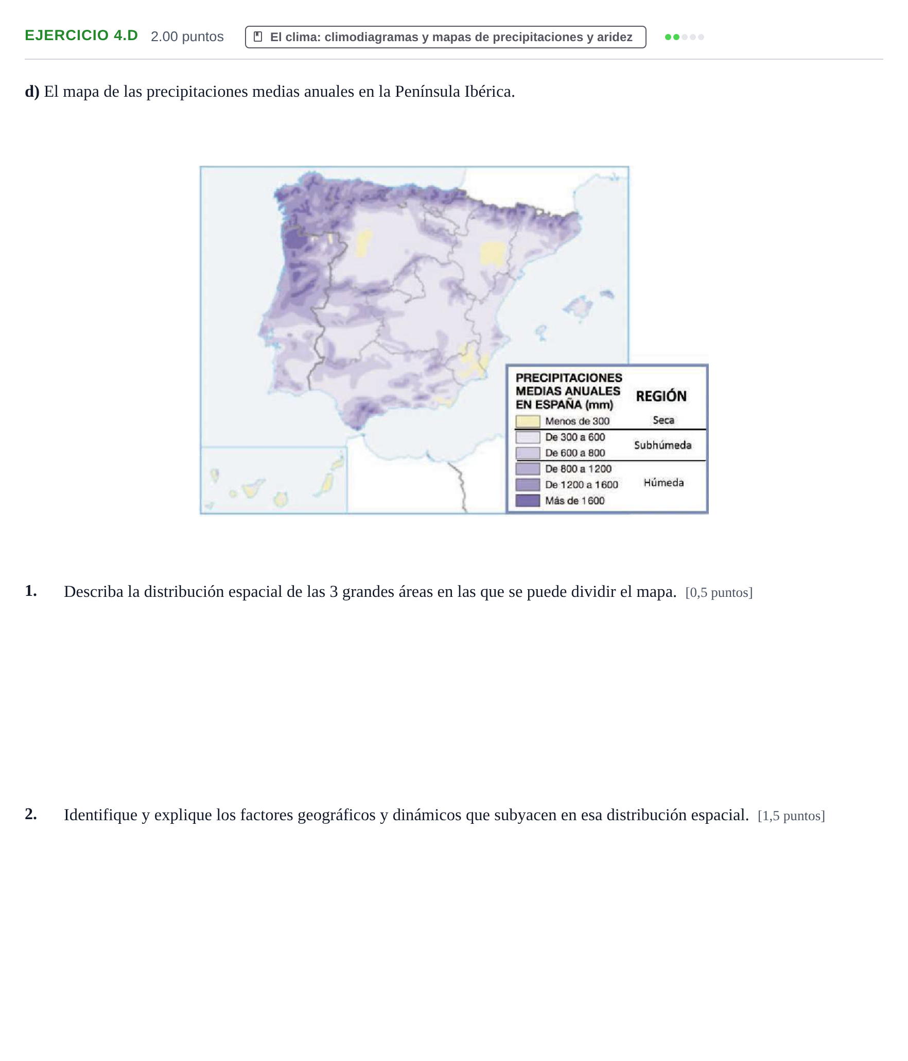 Enunciado: Ejercicio 4.d · Geografía PAU Cantabria Extraordinaria 2023