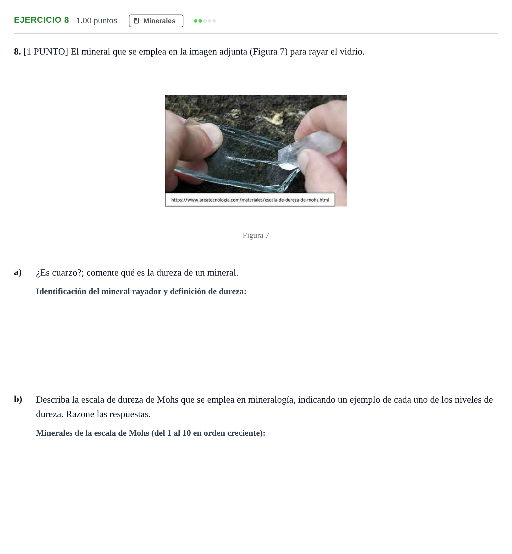 Enunciado: Problema 8 · Geología y Ciencias Ambientales PAU Cantabria Ordinaria 2023