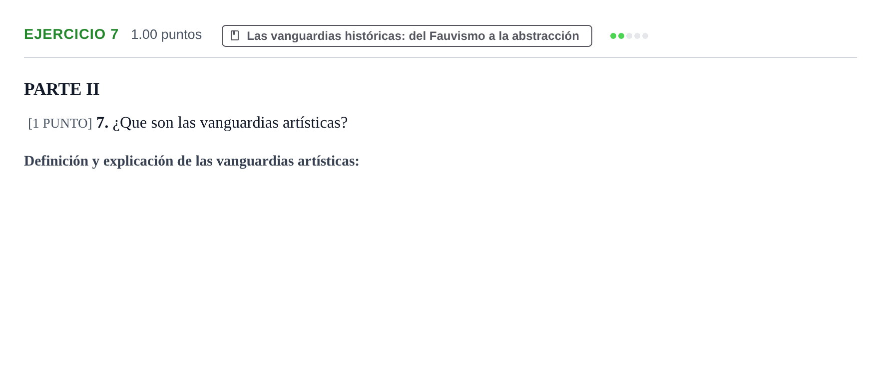Enunciado: Problema 7 · Historia del Arte PAU Cantabria Extraordinaria 2023