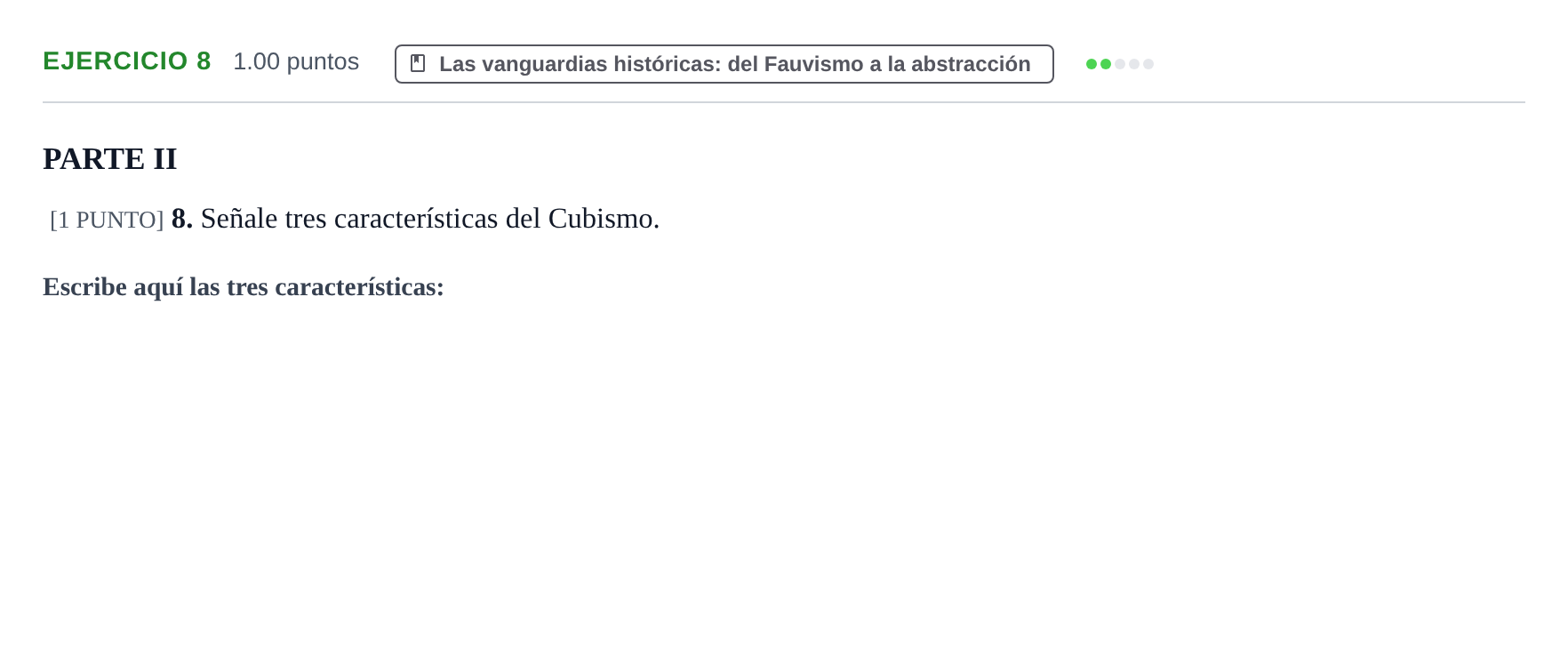 Enunciado: Problema 8 · Historia del Arte PAU Cantabria Extraordinaria 2023