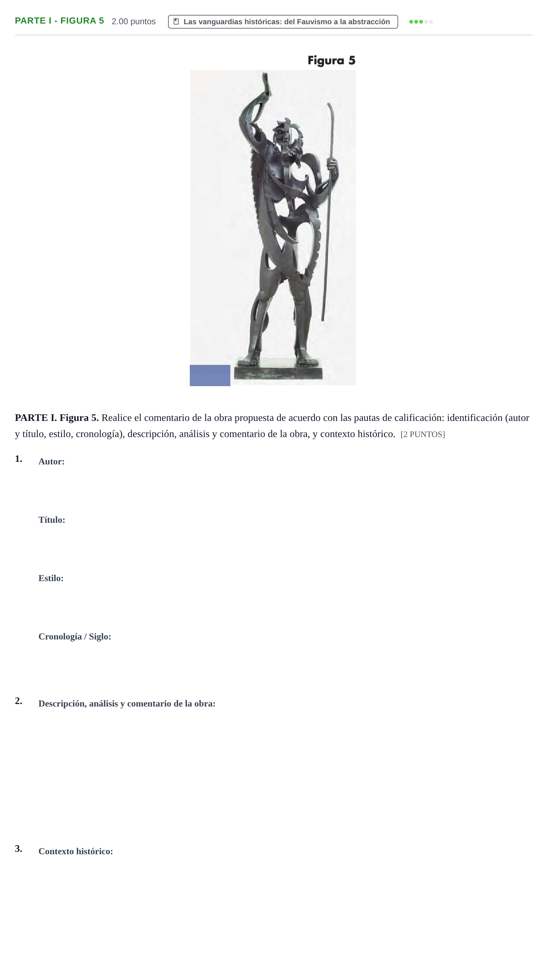Enunciado: Ejercicio Parte I - Figura 5 · Historia del Arte PAU Cantabria Ordinaria 2023